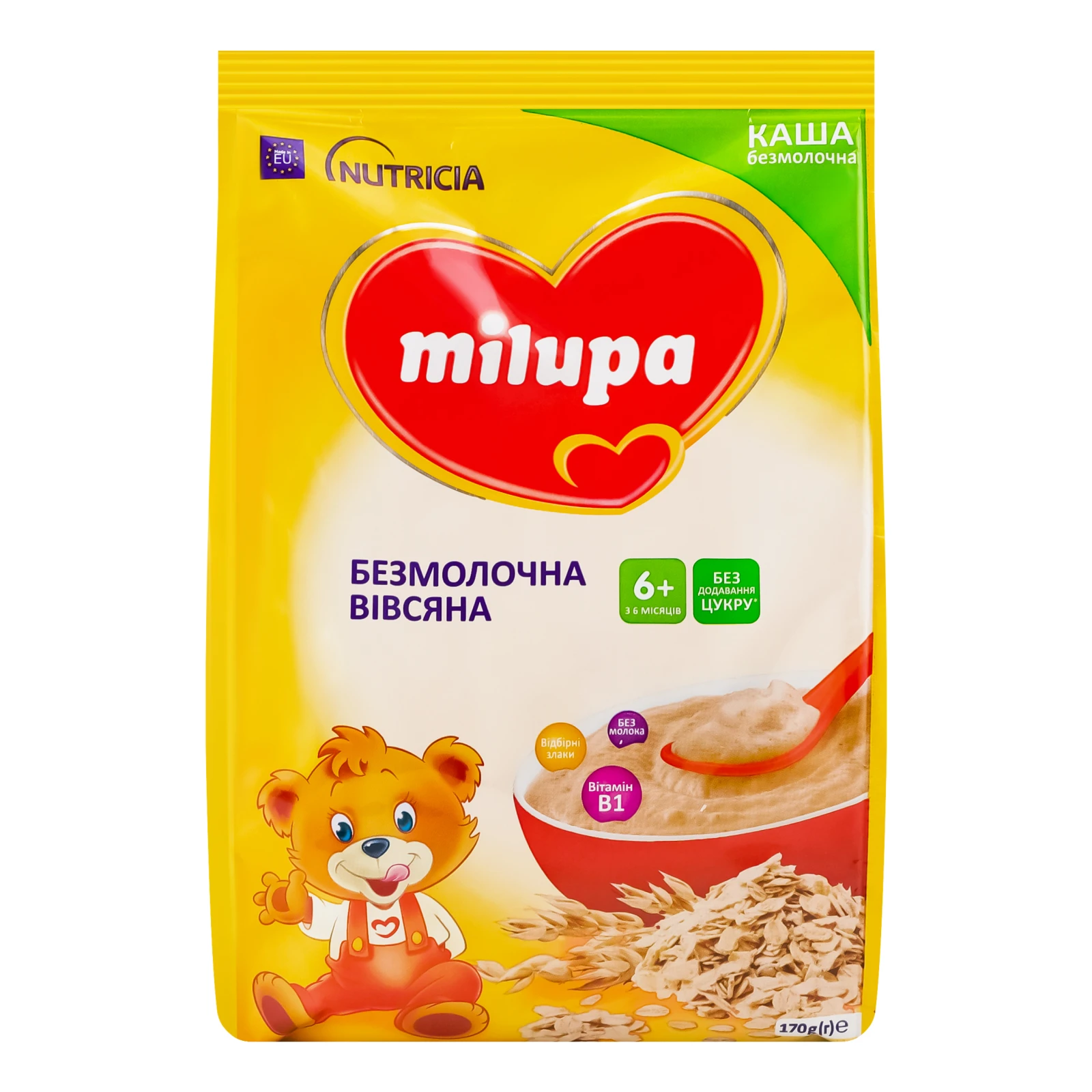 Каша дитяча Milupa суха безмолочна вівсяна для дітей від 6-ти місяців 170г Фото навігації №:1