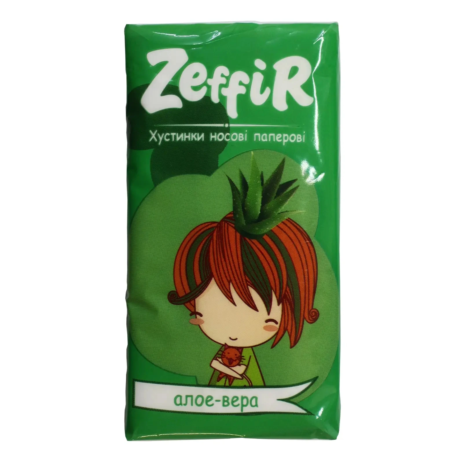 Хустинки паперові Zeffir носові Алое-вера 10шт Фото №:1