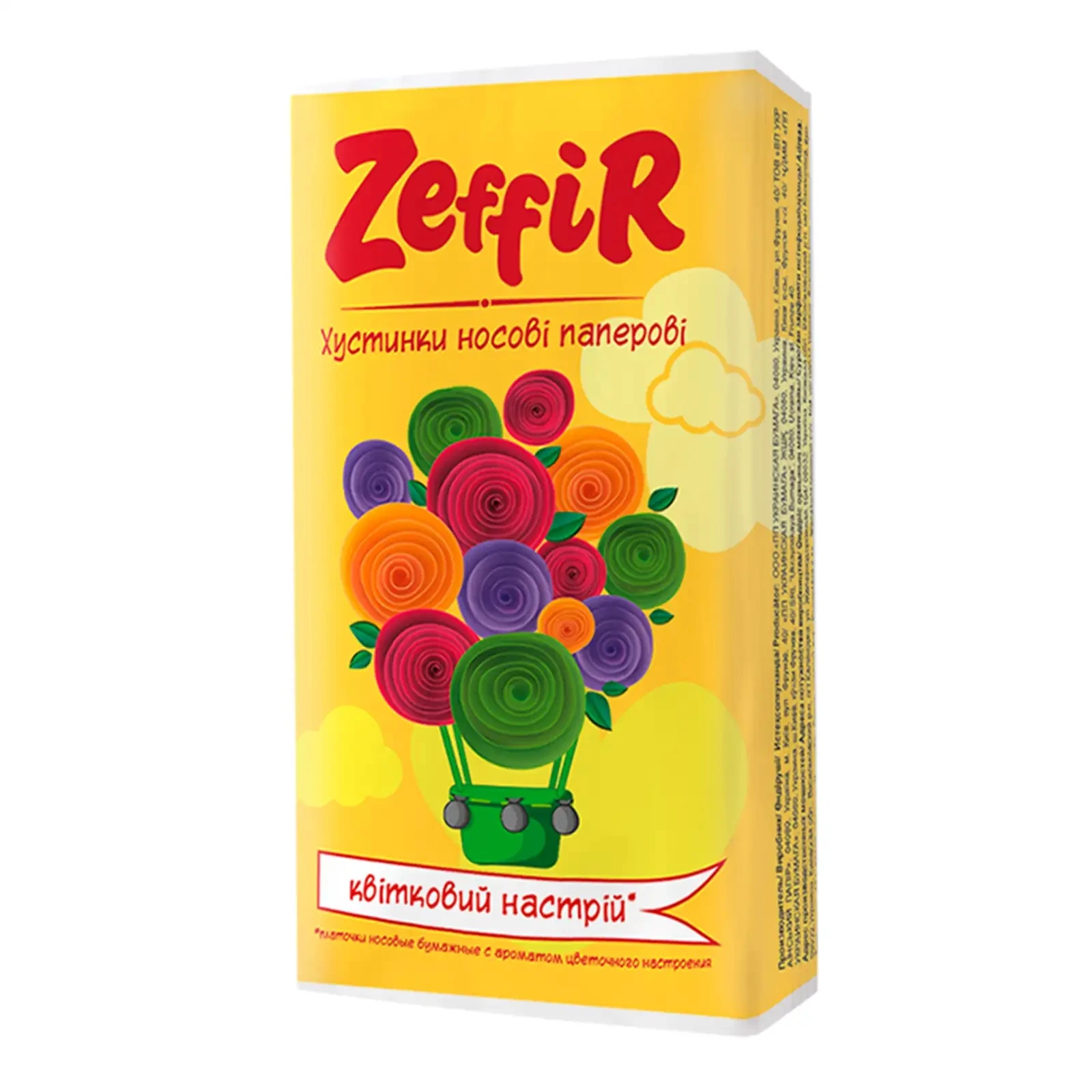 Хустинки паперові Zeffir носові Квітковий настрій 10шт Фото №:1