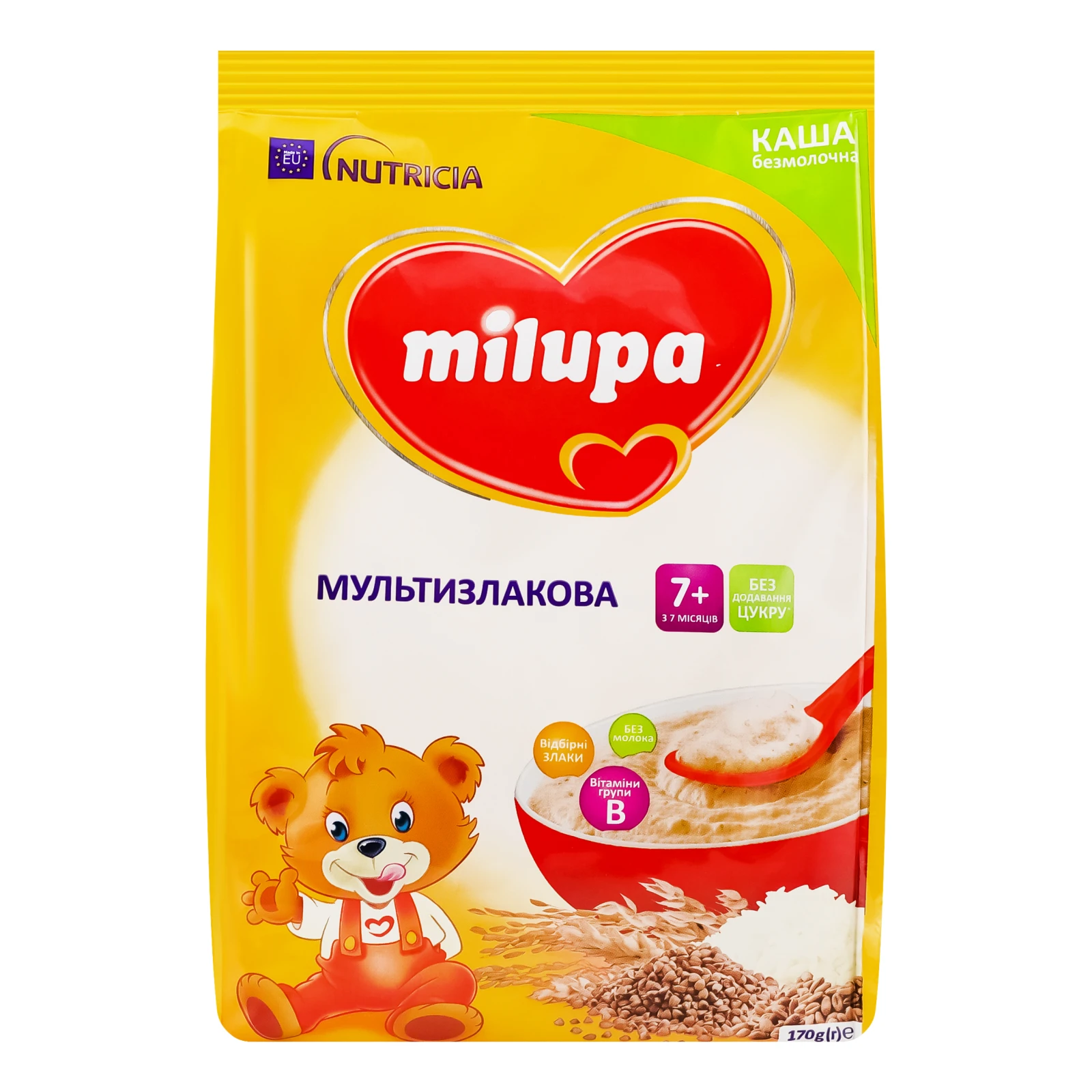 Каша дитяча Milupa суха безмолочна мультизлакова для дітей від 7-ми місяців 170г Фото №:1