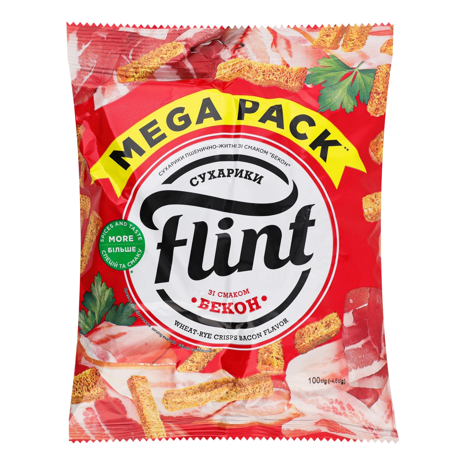 Сухарики Flint пшенично-житні зі смаком Бекон 100г Фото №:1