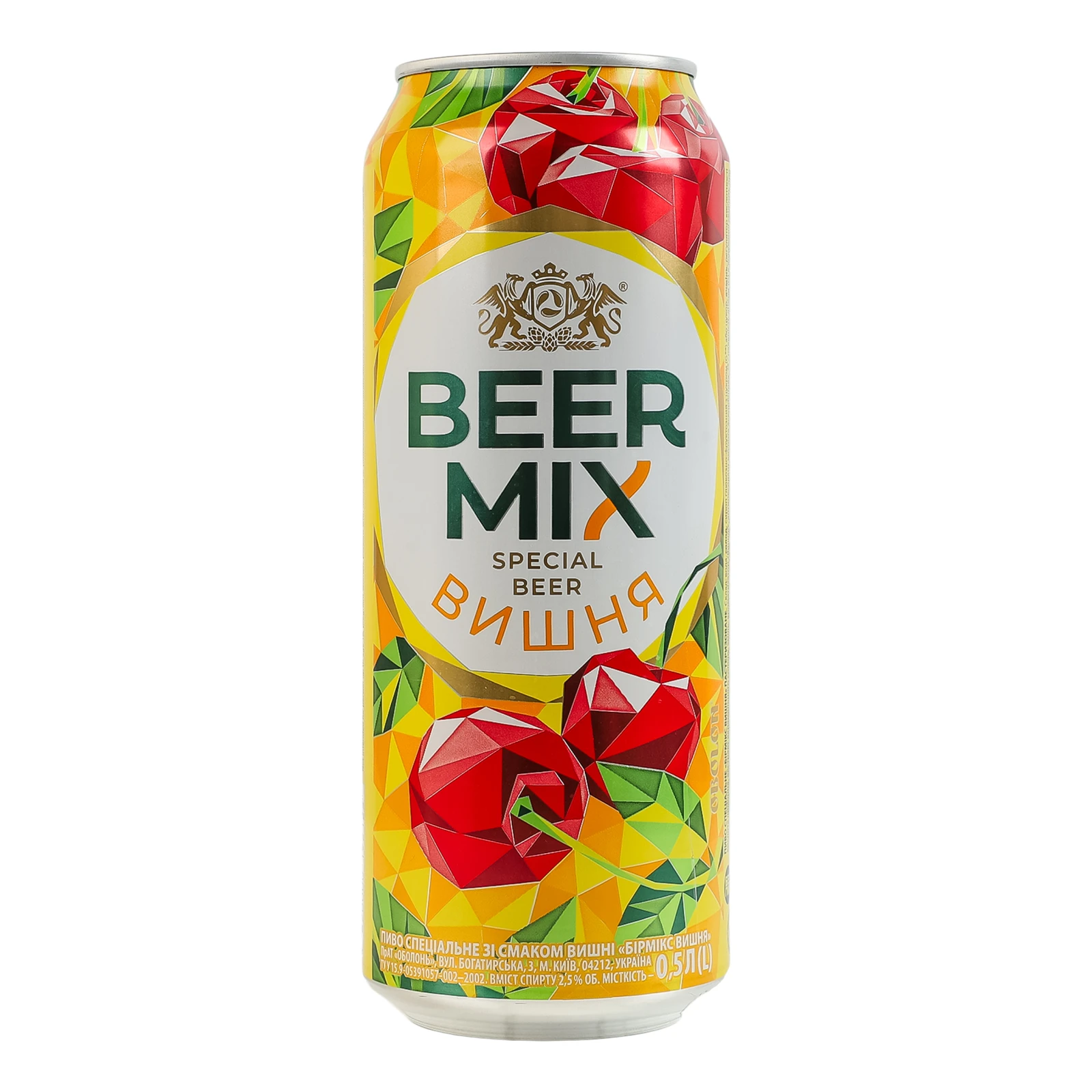 Пиво Оболонь BeerMix спеціальне пастеризоване зі смаком Вишні 2.5% 0.5л