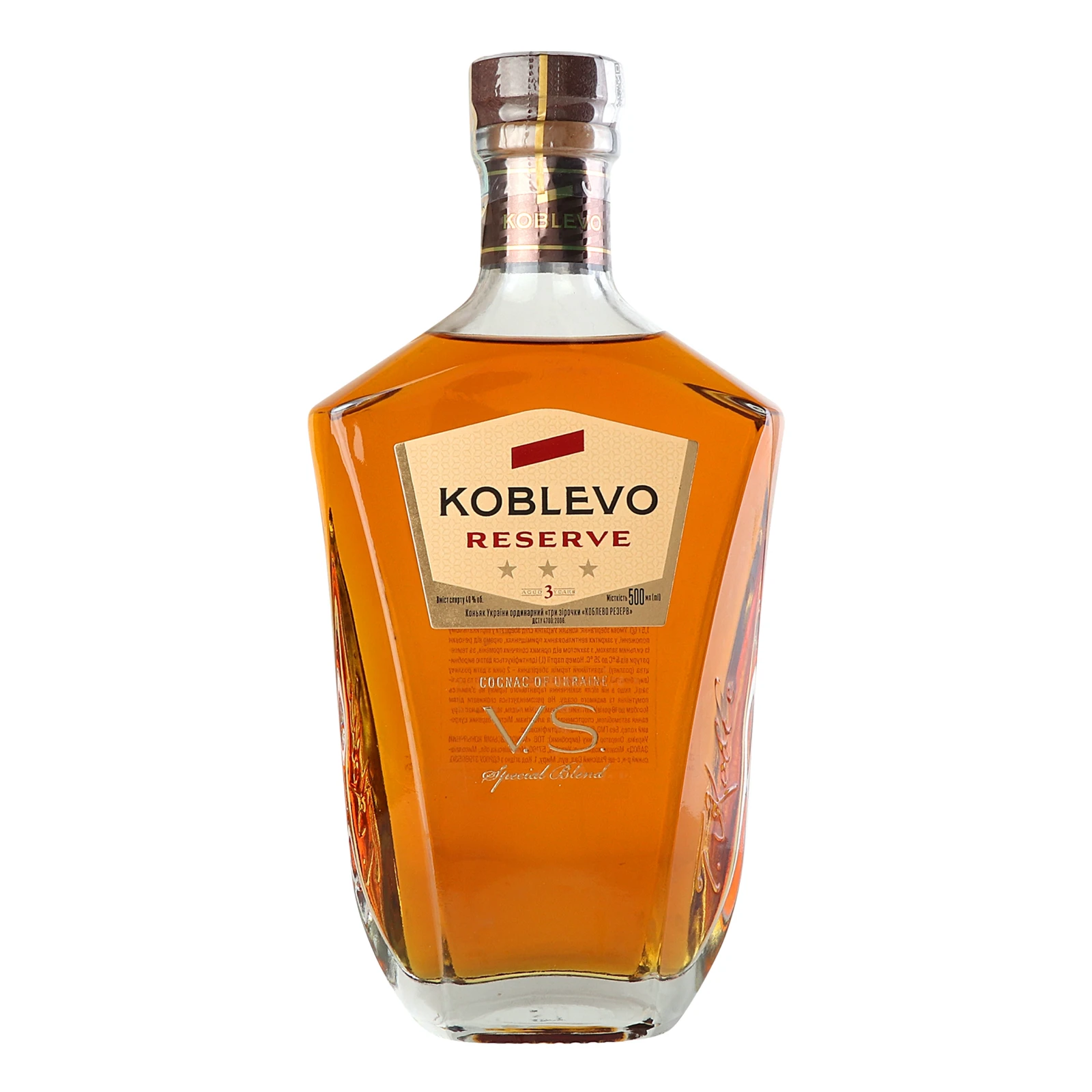 Коньяк Koblevo Reserve VS 3 зірки ординарний 40% 0.5л Фото №:1
