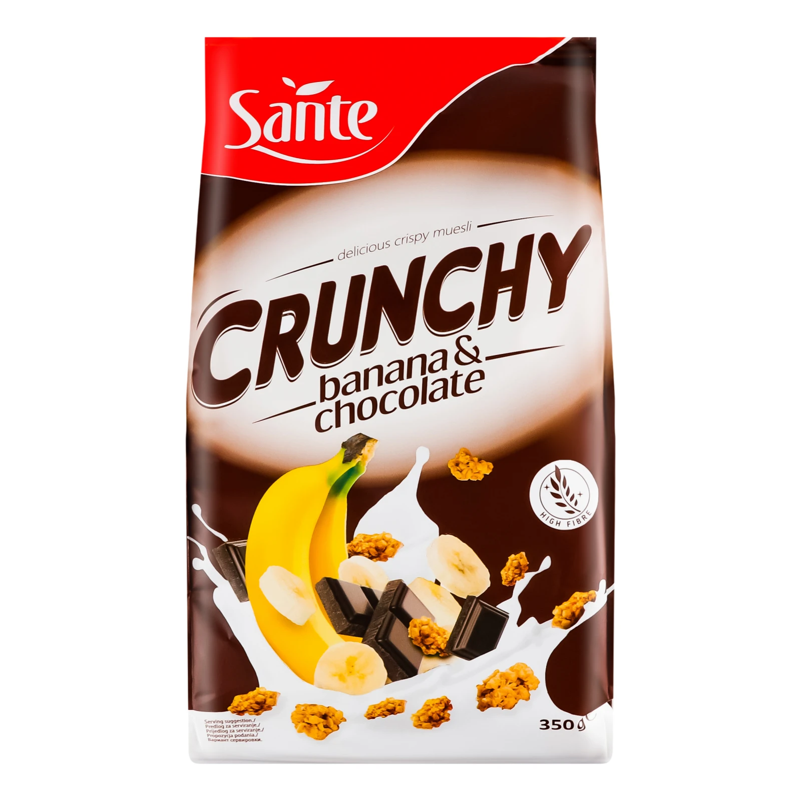 Пластівці зернові хрусткі Banana&chocolate Sante 350г Фото навігації №:1