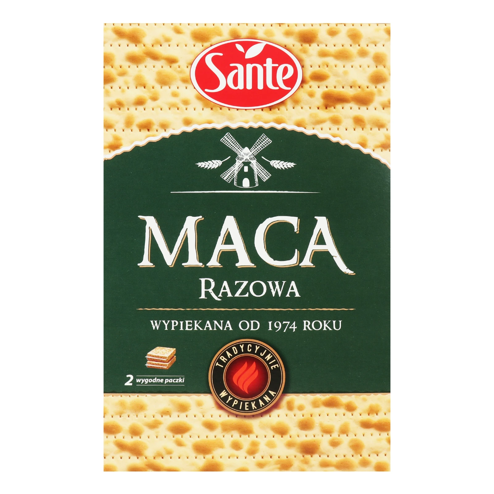 Маца Sante Цільнозернова з борошна грубого помелу пшениці 180г Фото №:1