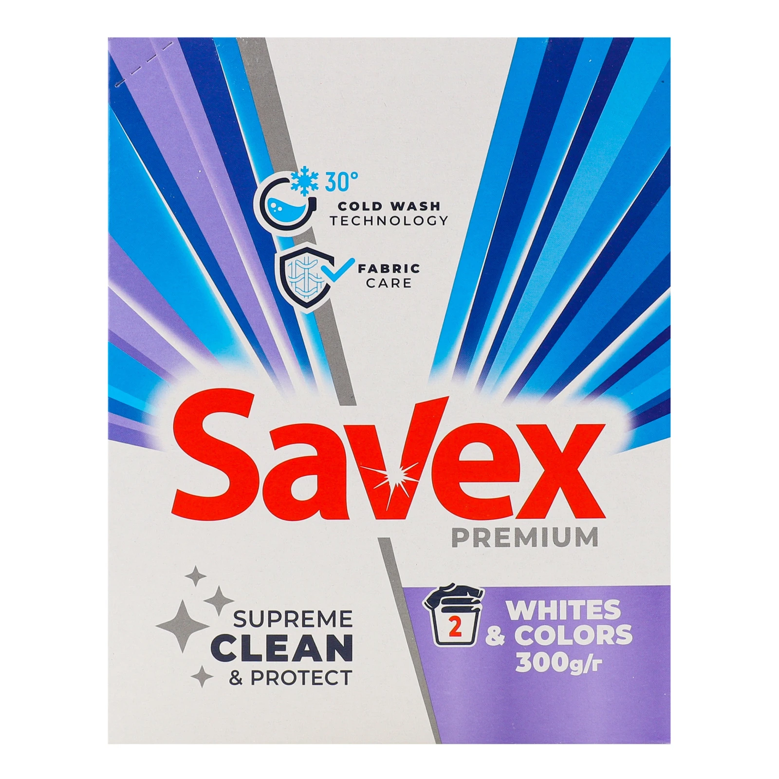Порошок пральний Savex Premium Whites&Colors для автоматичного прання білих і кольорових тканин 300г