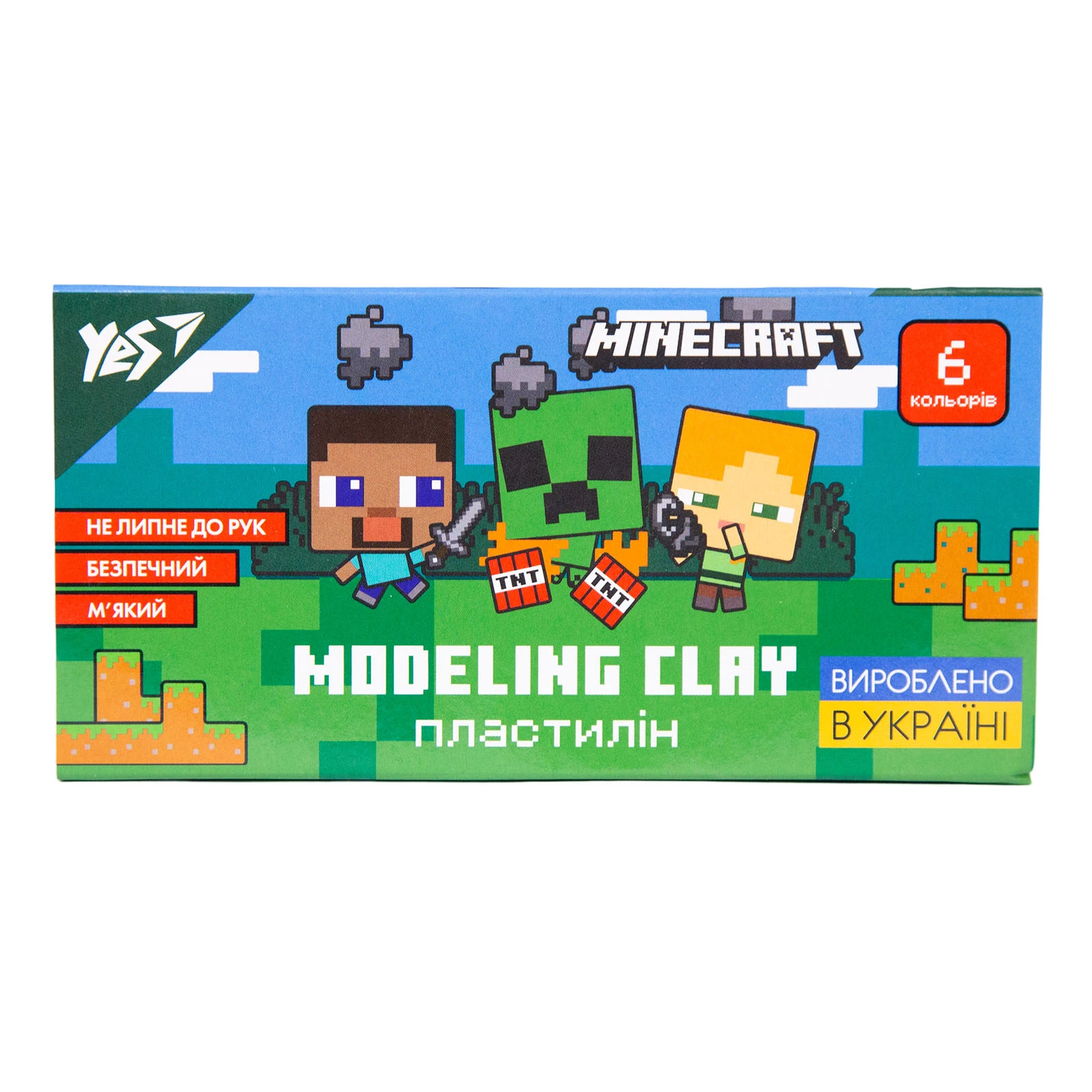 Пластилін YES 6кольорів 120г Minecraft Фото №:1