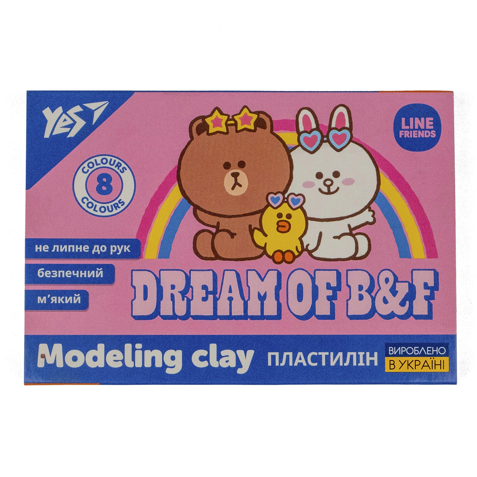 Набір пластиліну Yes Line Friends Dream of B&F 8 кольорів 160г Фото №:1