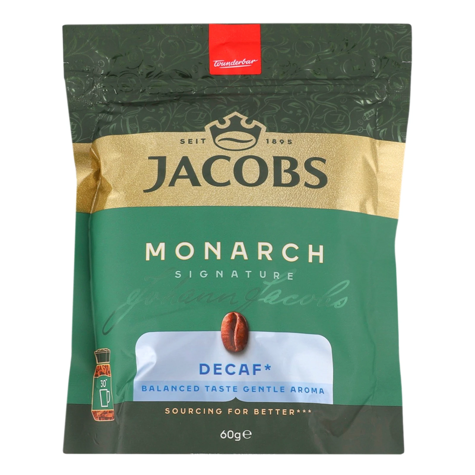 Кава Jacobs Monarch розчинна сублімована декофеїнова 60г Фото №:1