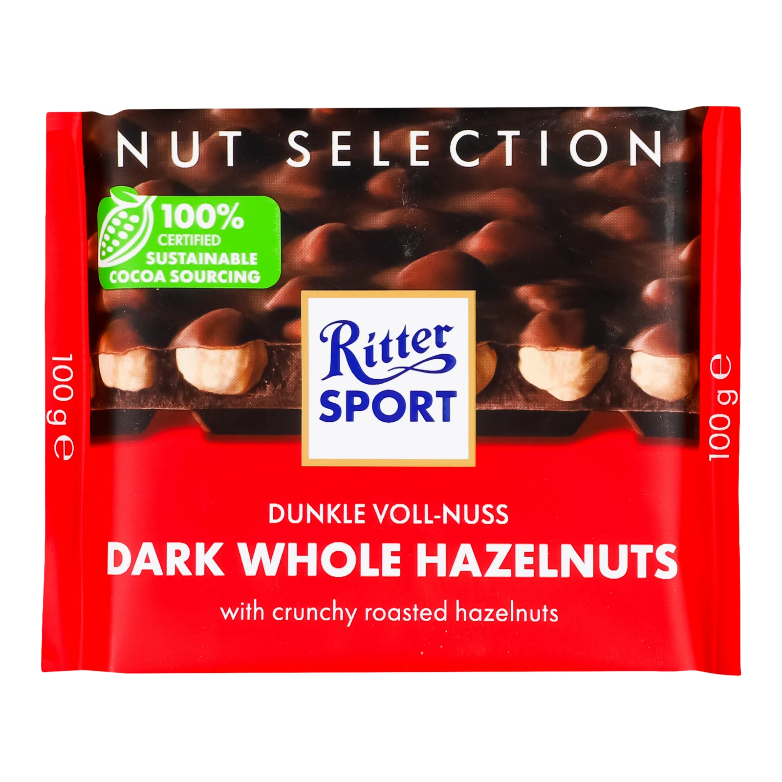 Шоколад Ritter Sport Dunkle Voll-nuss чорний з цільним фундуком 100г Фото №:1