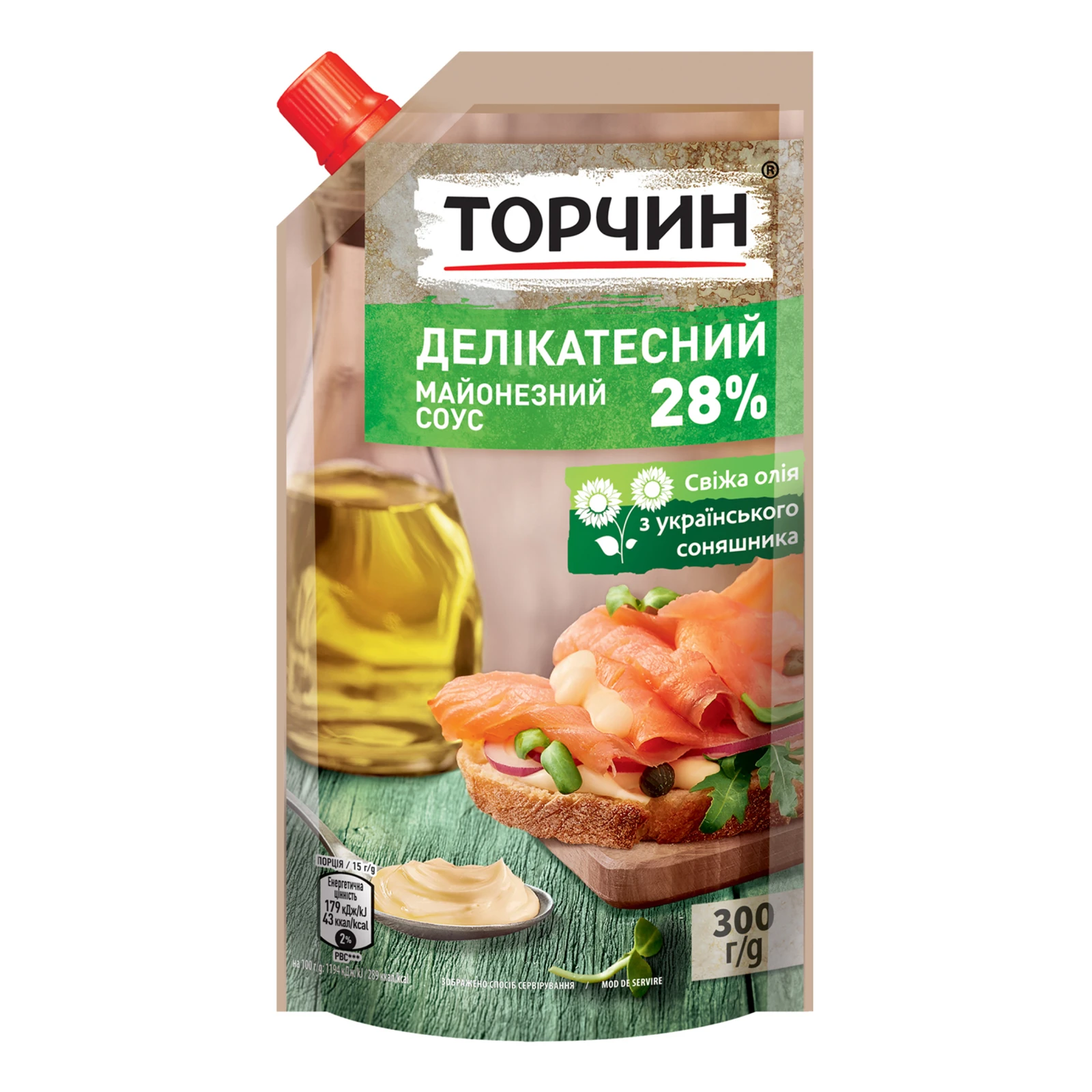 Соус майонезний Торчин Делікатесний 28% 300г Фото №:1