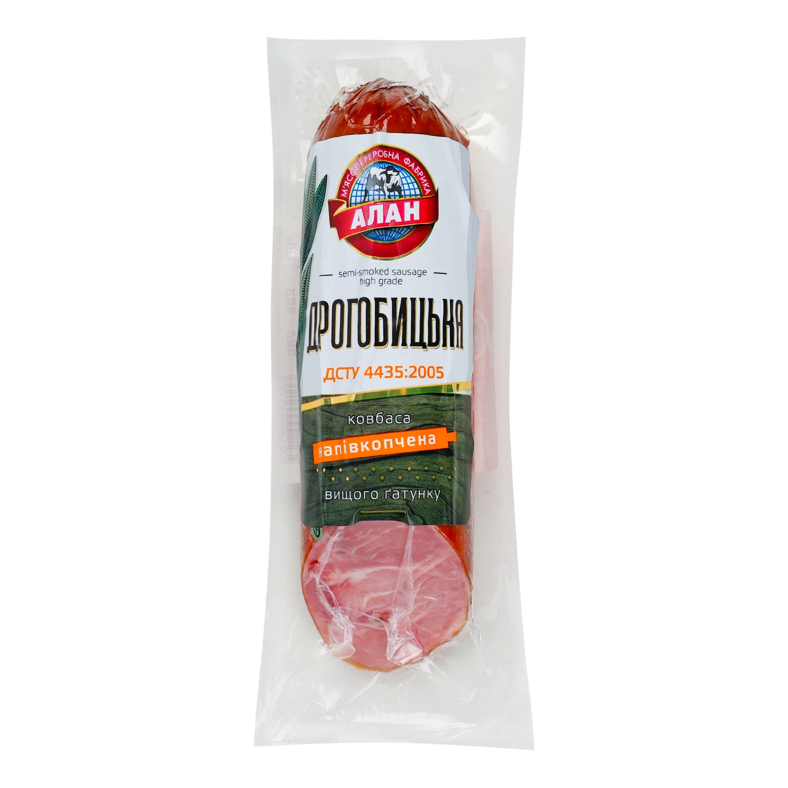 Ковбаса Алан Дрогобицька половинка напівкопчена вищий ґатунок Фото №:1