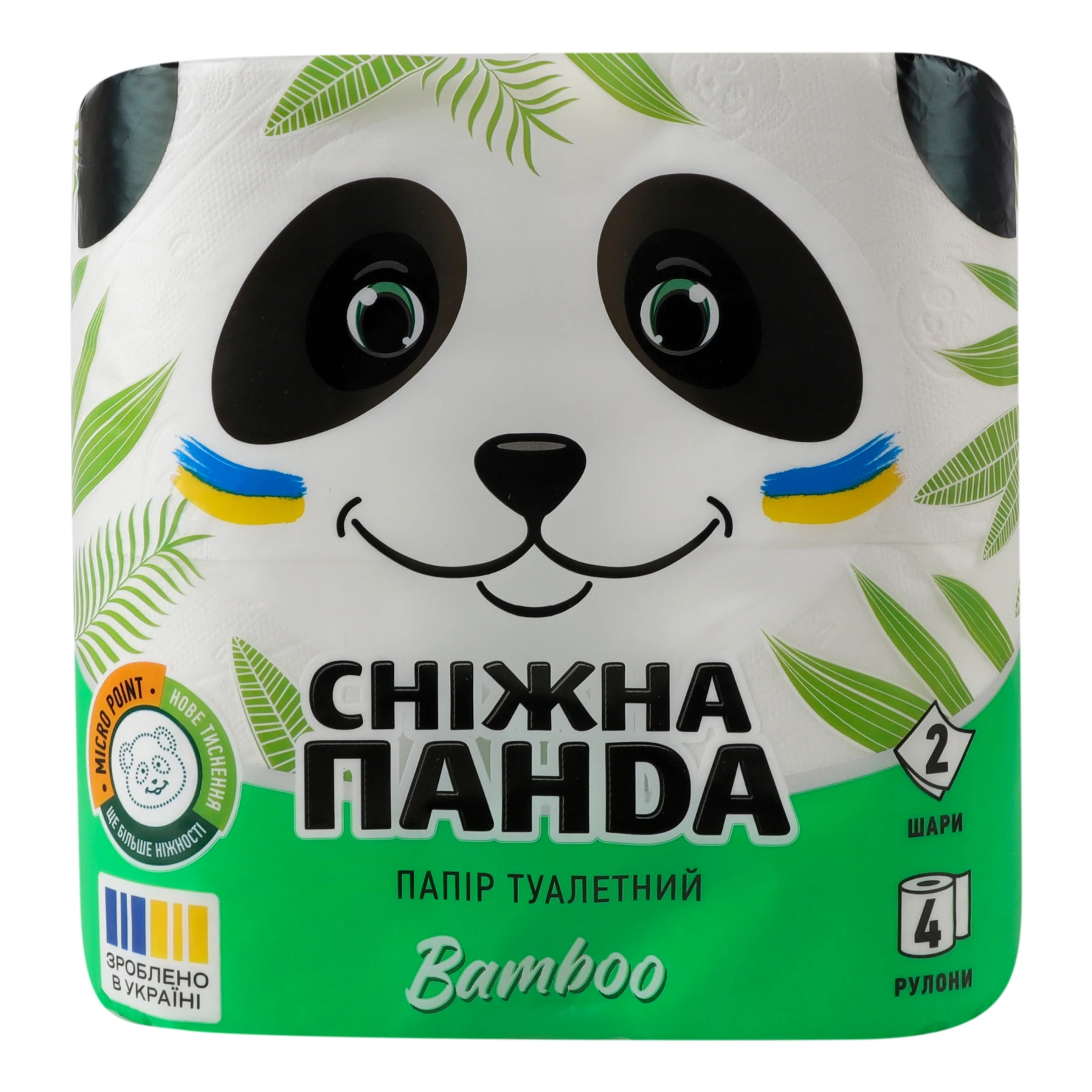 Папір туалетний Сніжна Панда Bamboo 2-х шаровий 4шт Фото №:1