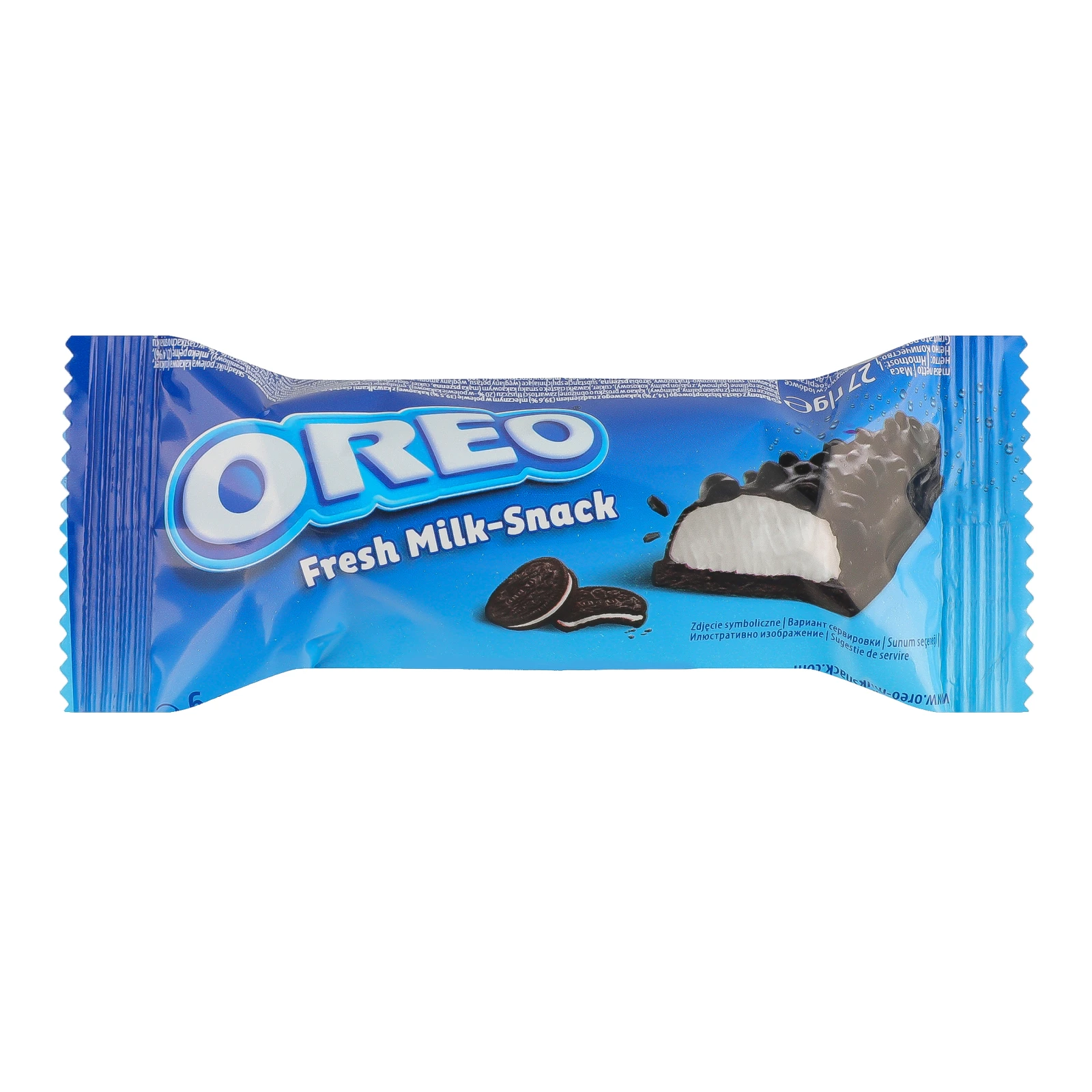 Тістечко Oreo Fresh milk-snack бісквітне з молочною начинкою глазуроване з крихтами зі смаком какао 27г Фото №:1