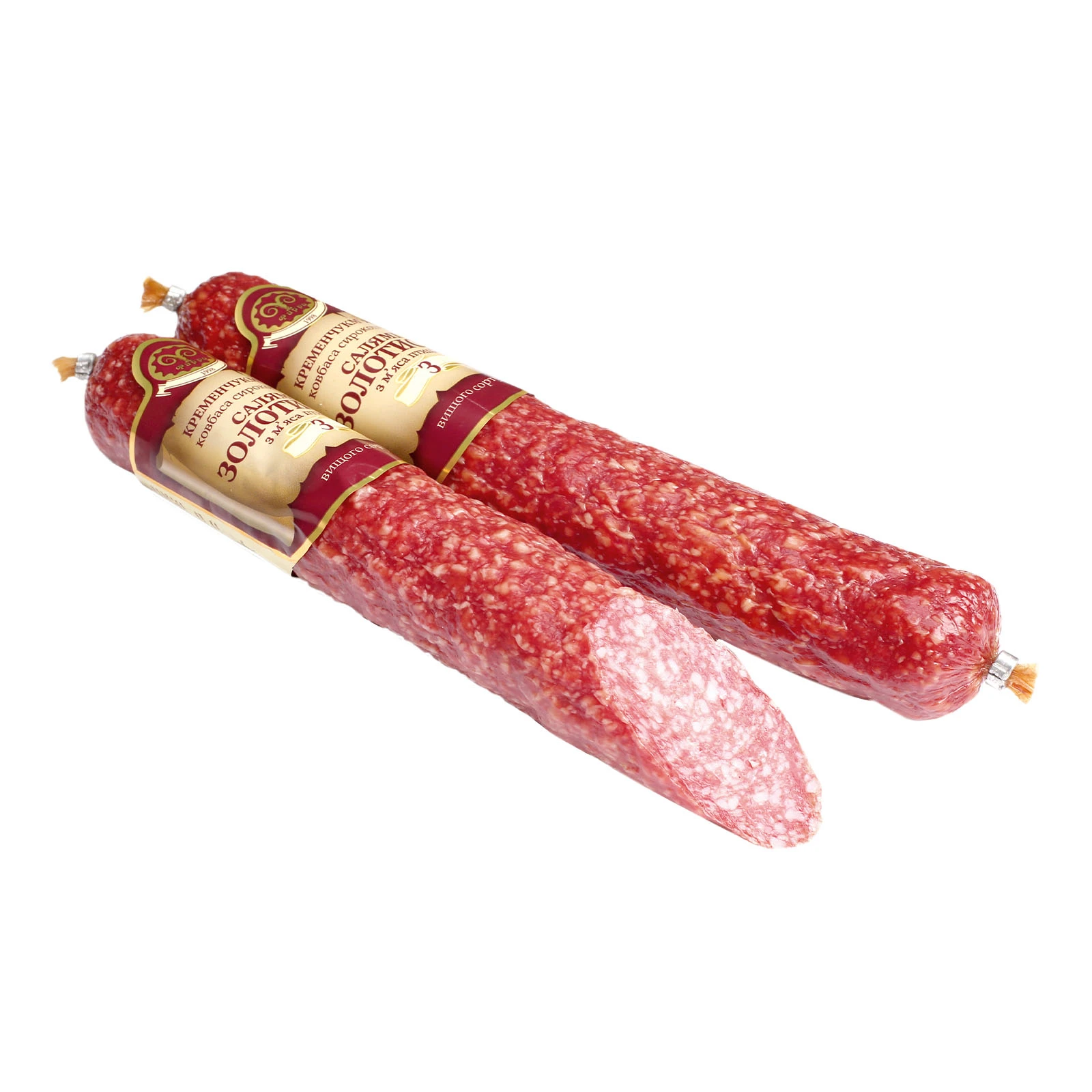 Ковбаса Фарро Салямі Золотиста сирокопчена вищий сорт Фото №:1