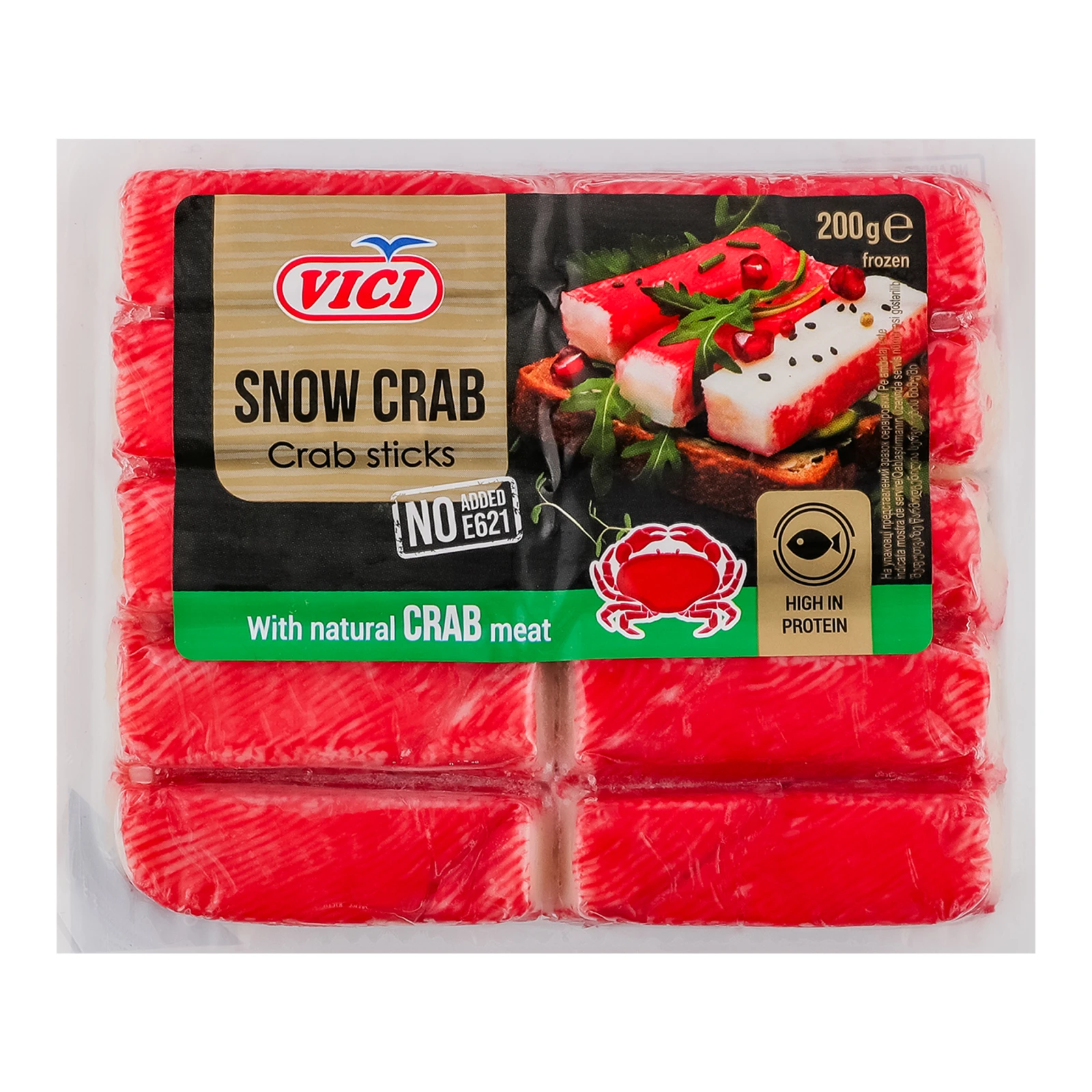 Палички крабові Vici Snow crab з м`ясом натурального краба заморожені 200г Фото №:1