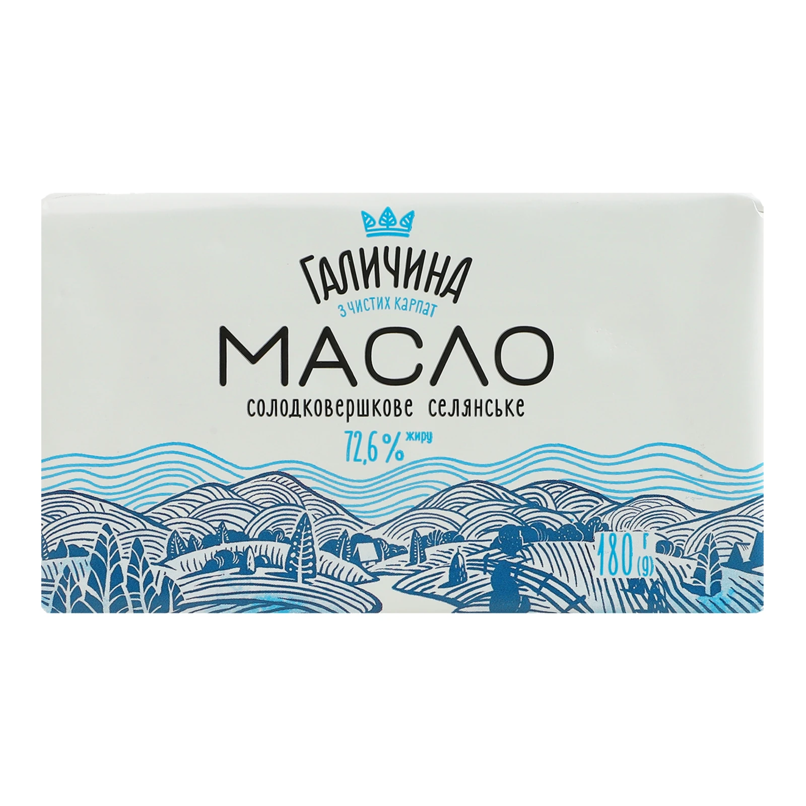 Масло Галичина Селянське солодковершкове 72.6% 180г Фото №:1