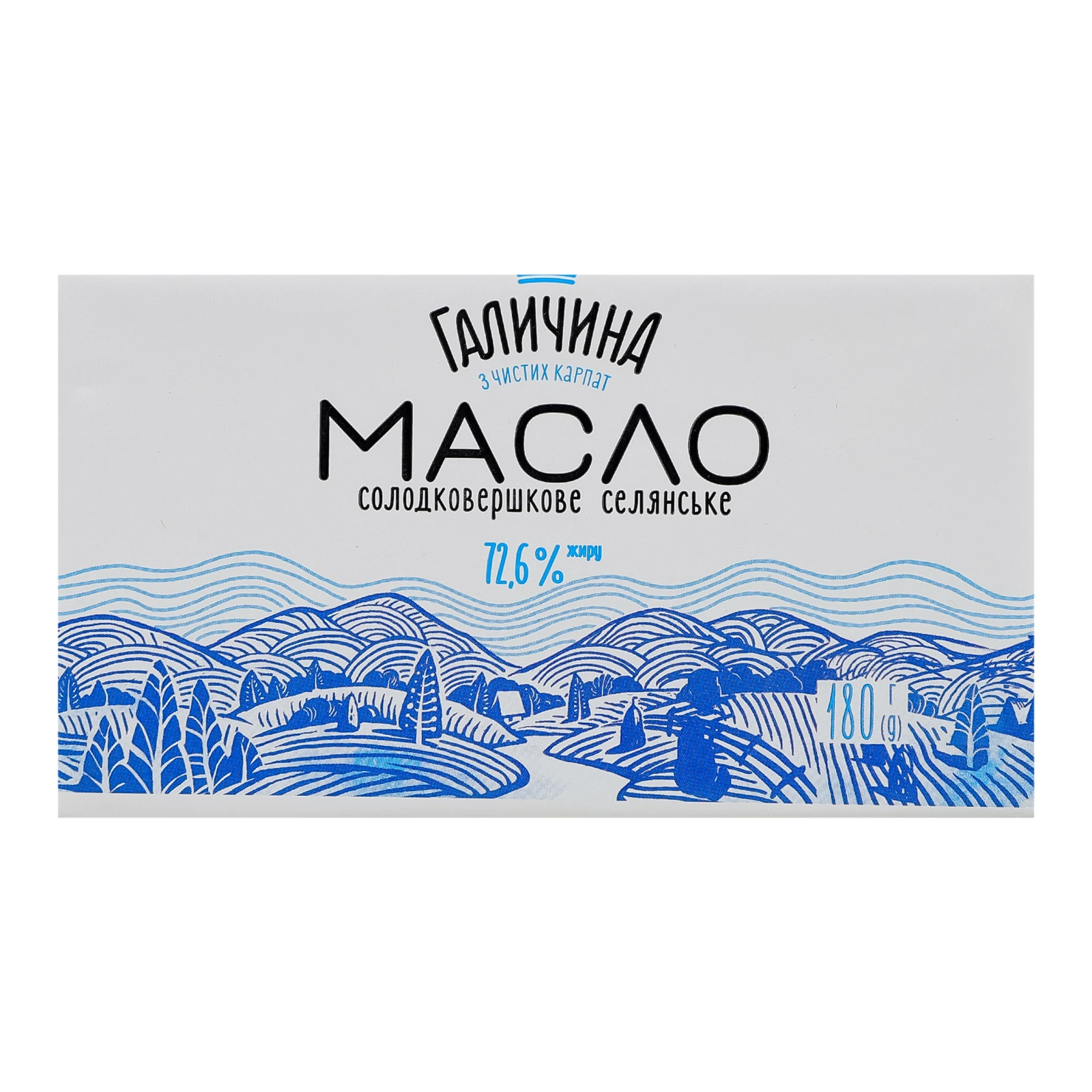 Масло Галичина Селянське солодковершкове 72.6% 180г Фото №:1