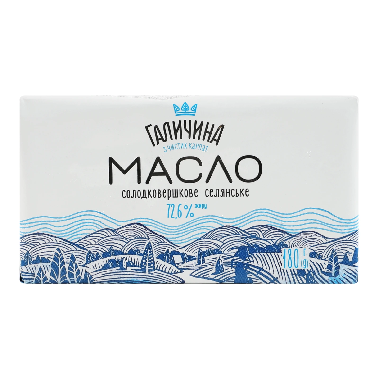 Масло Галичина Селянське солодковершкове 72.6% 180г Фото №:1