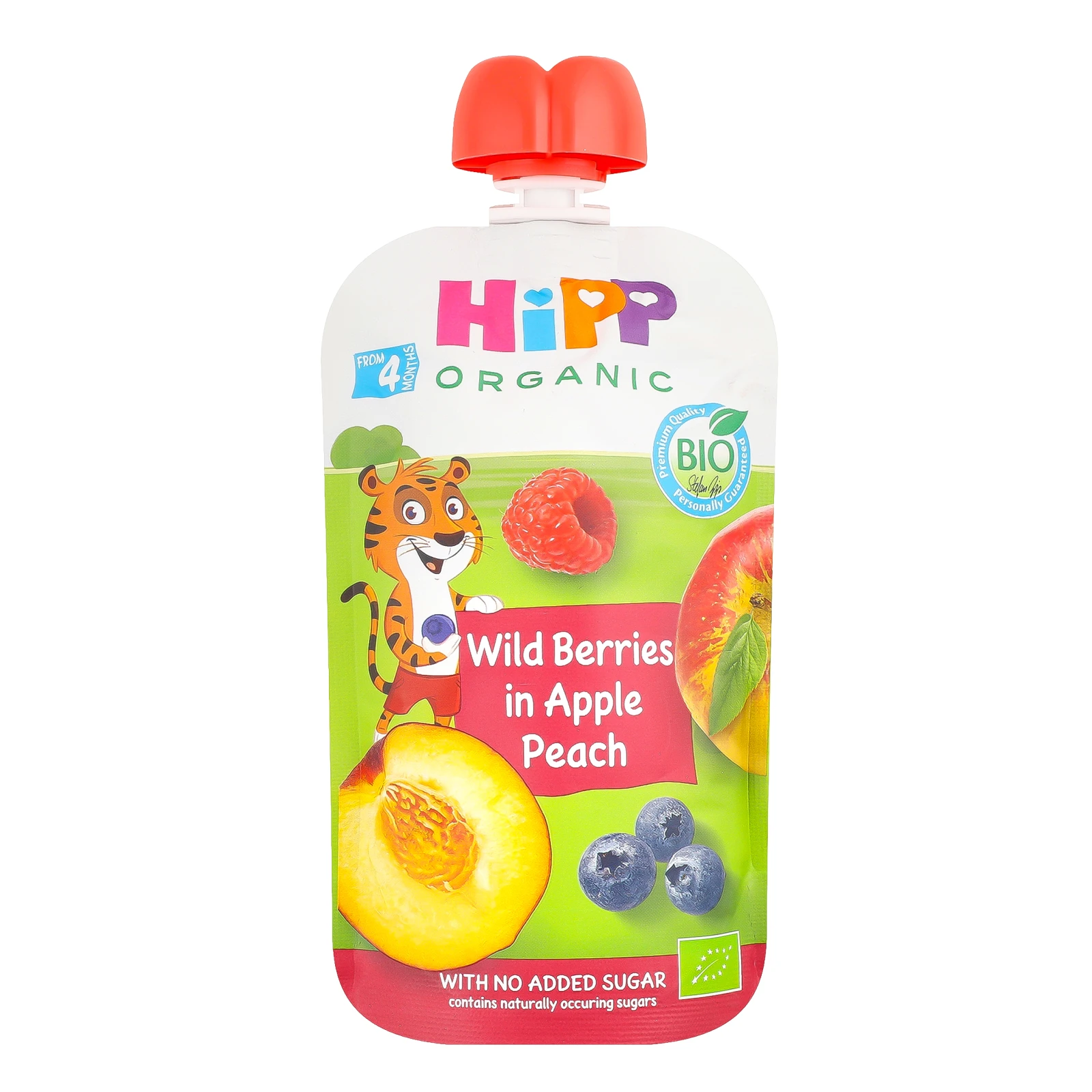 Пюре Hipp Hippis фруктове Яблуко-персик-чорниця-малина для дітей від 4-х місяців 100г Фото №:1