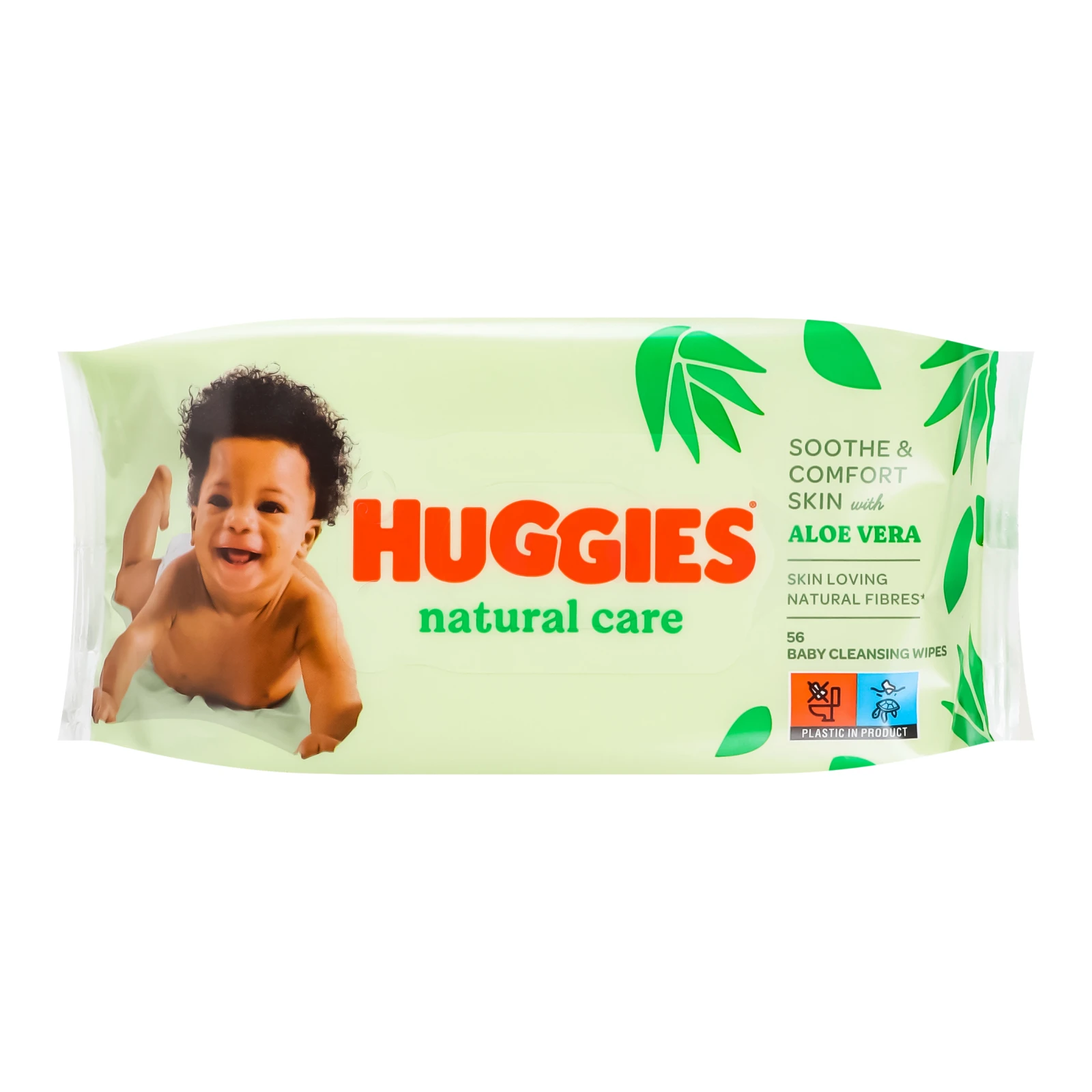 Серветки Huggies Natural care вологі з алое 56шт Фото №:1