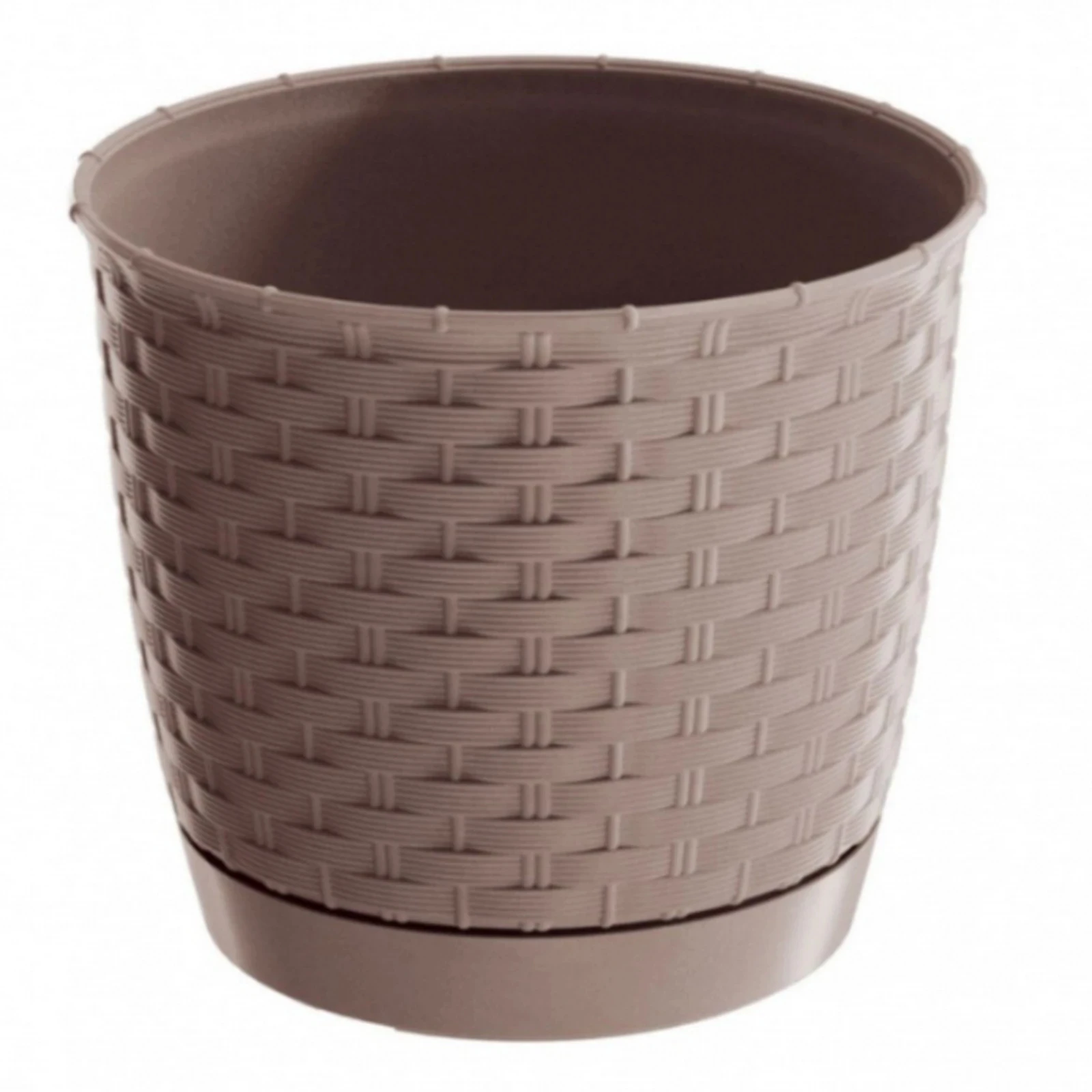 Горщик для квітів Prosperplast Ratolla круглий з підставкою мокко 190мм (70764-7529) Фото №:1