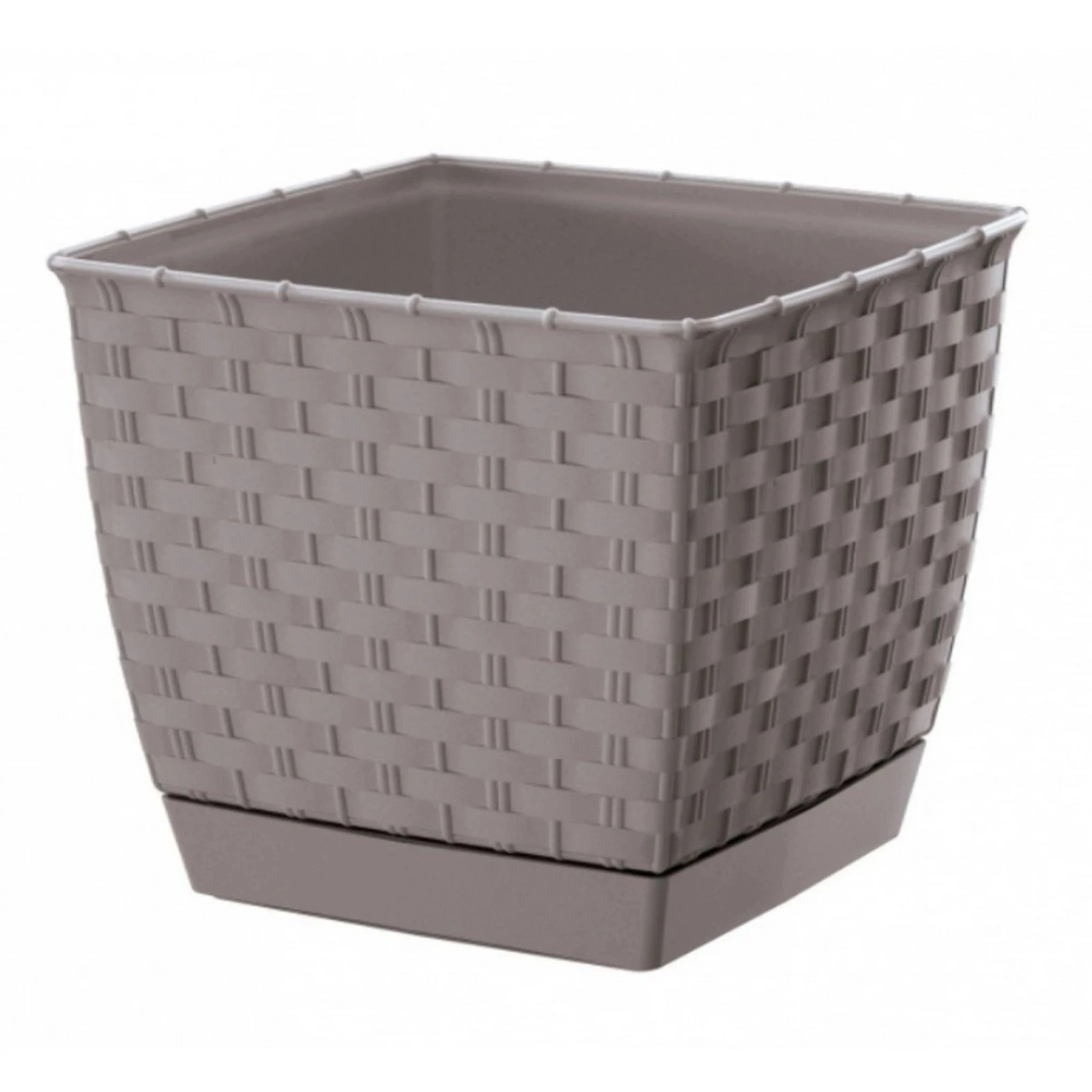 Горшок д/квітів RATOLLA 190мм квадрат, з підст, мокка 70770- Фото №:1