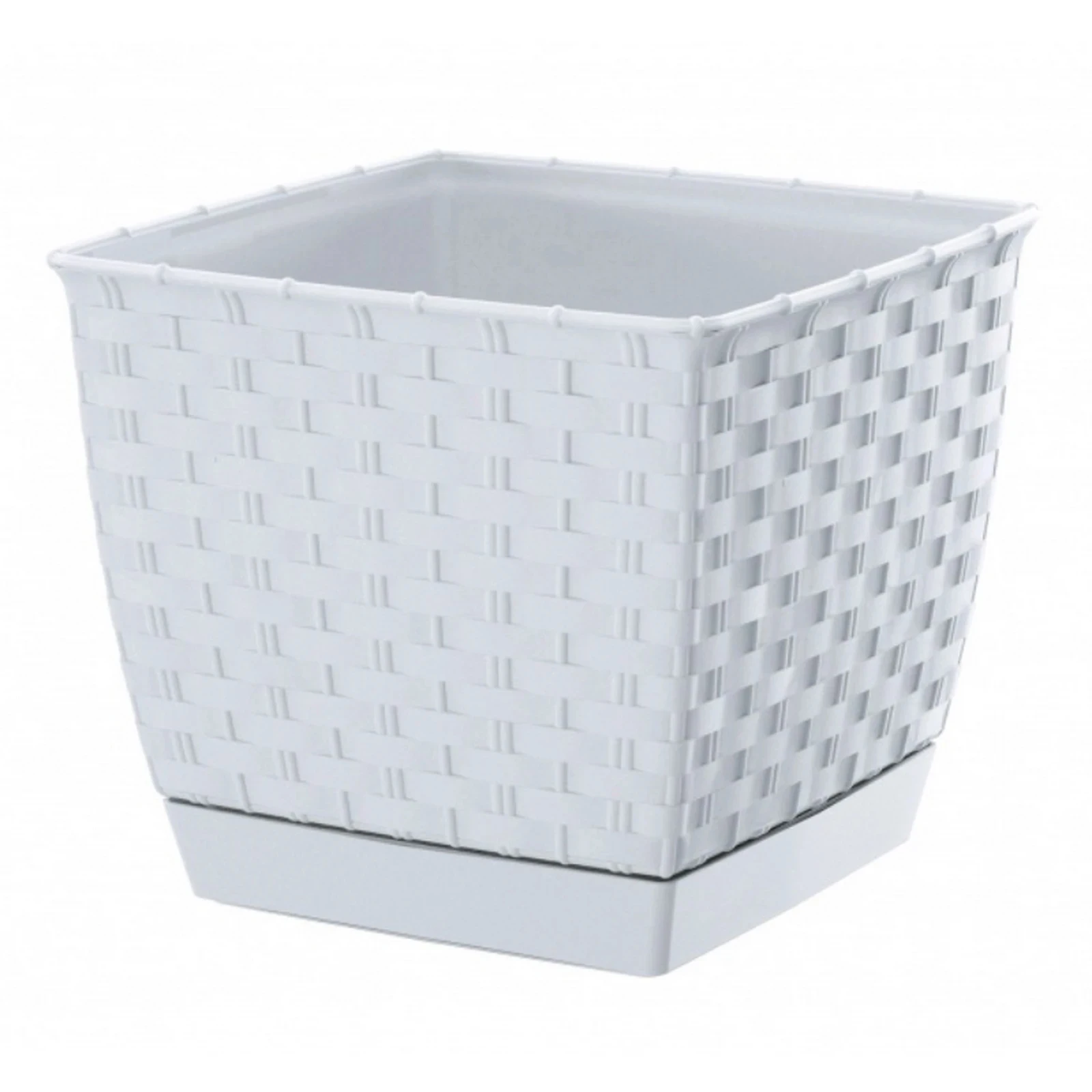 Горщик д/квітів RATOLLA 220мм квадрат, з підст, білий 70771-449 Фото №:1