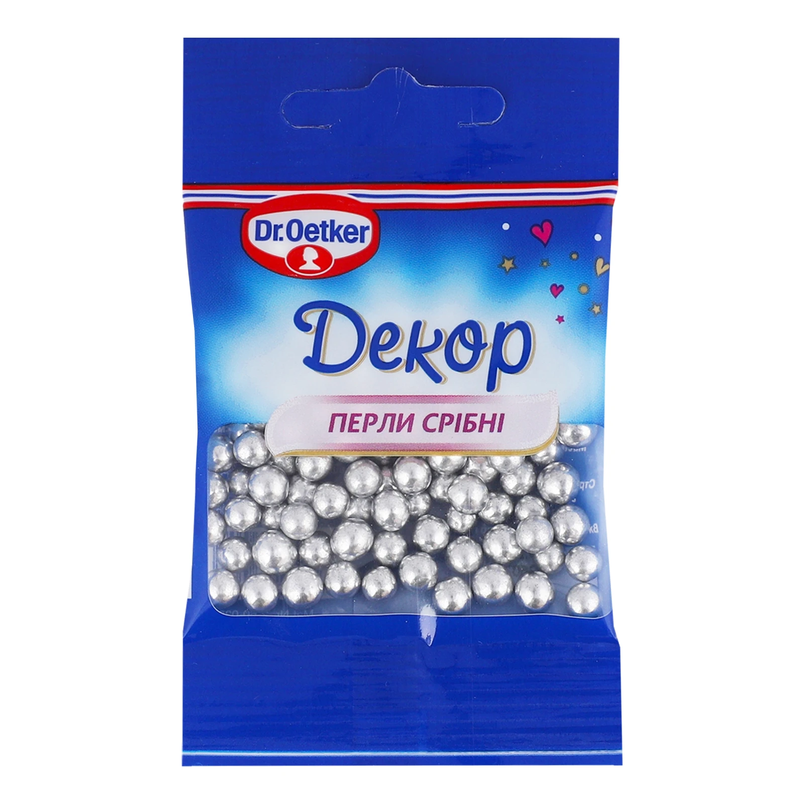 Посипка Dr.Oetker Перли срібні цукрова декоративна 10г Фото №:1