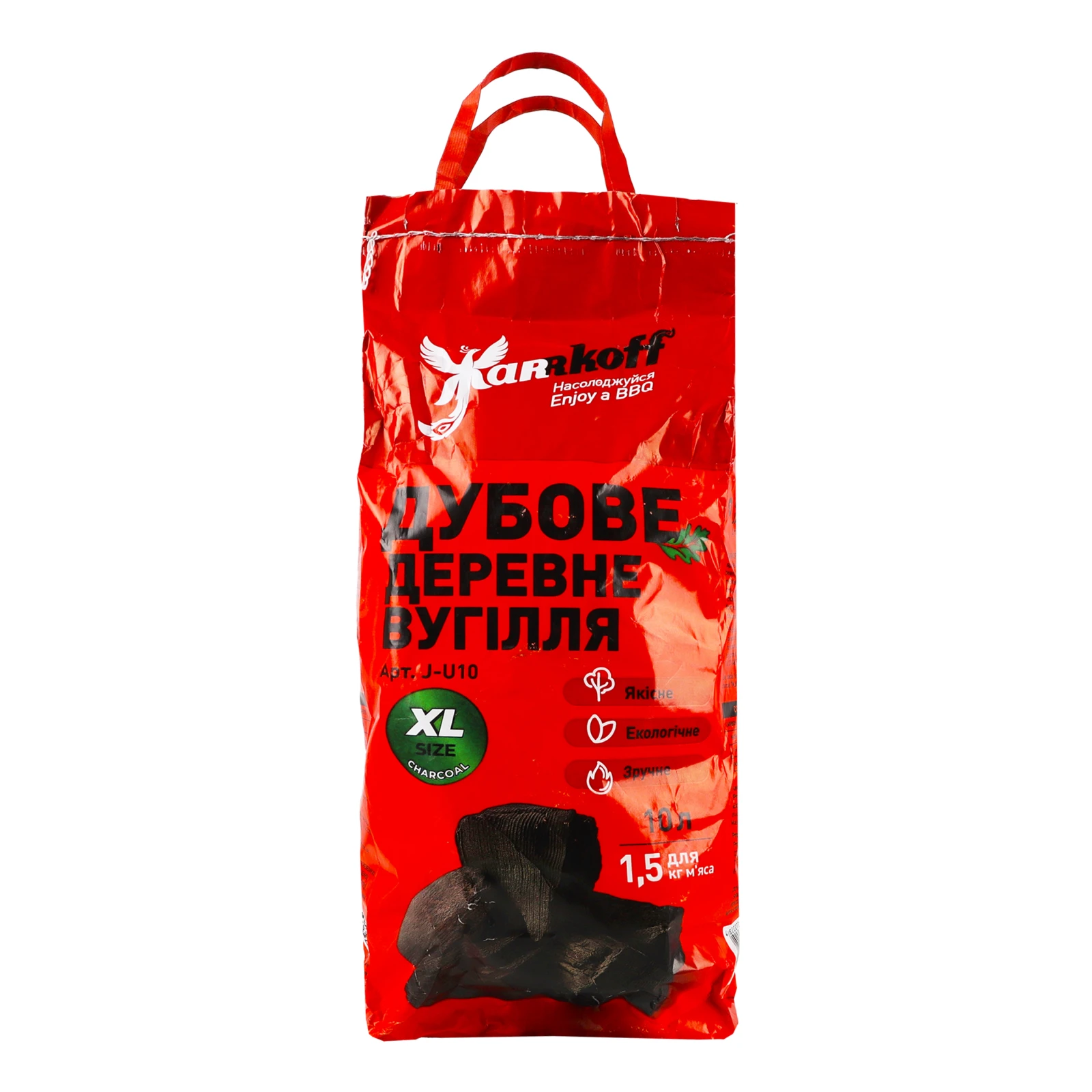 Вугілля деревне Jarrkoff №J-U10 дубове 10л 1.3кг Фото №:1