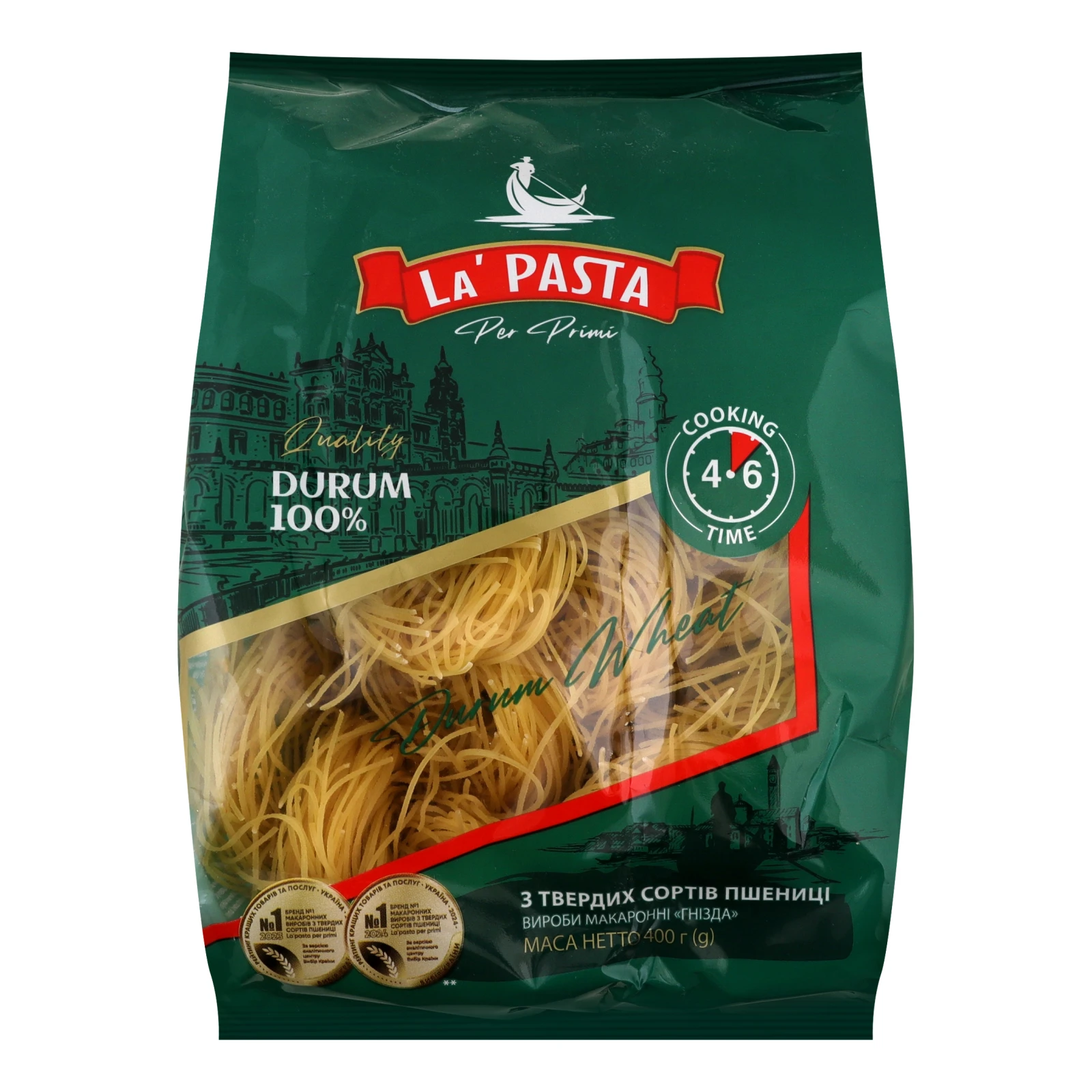 Макаронні вироби La Pasta Per Primi з твердих сортів пшениці Гнізда Фіделіні 400г Фото №:1