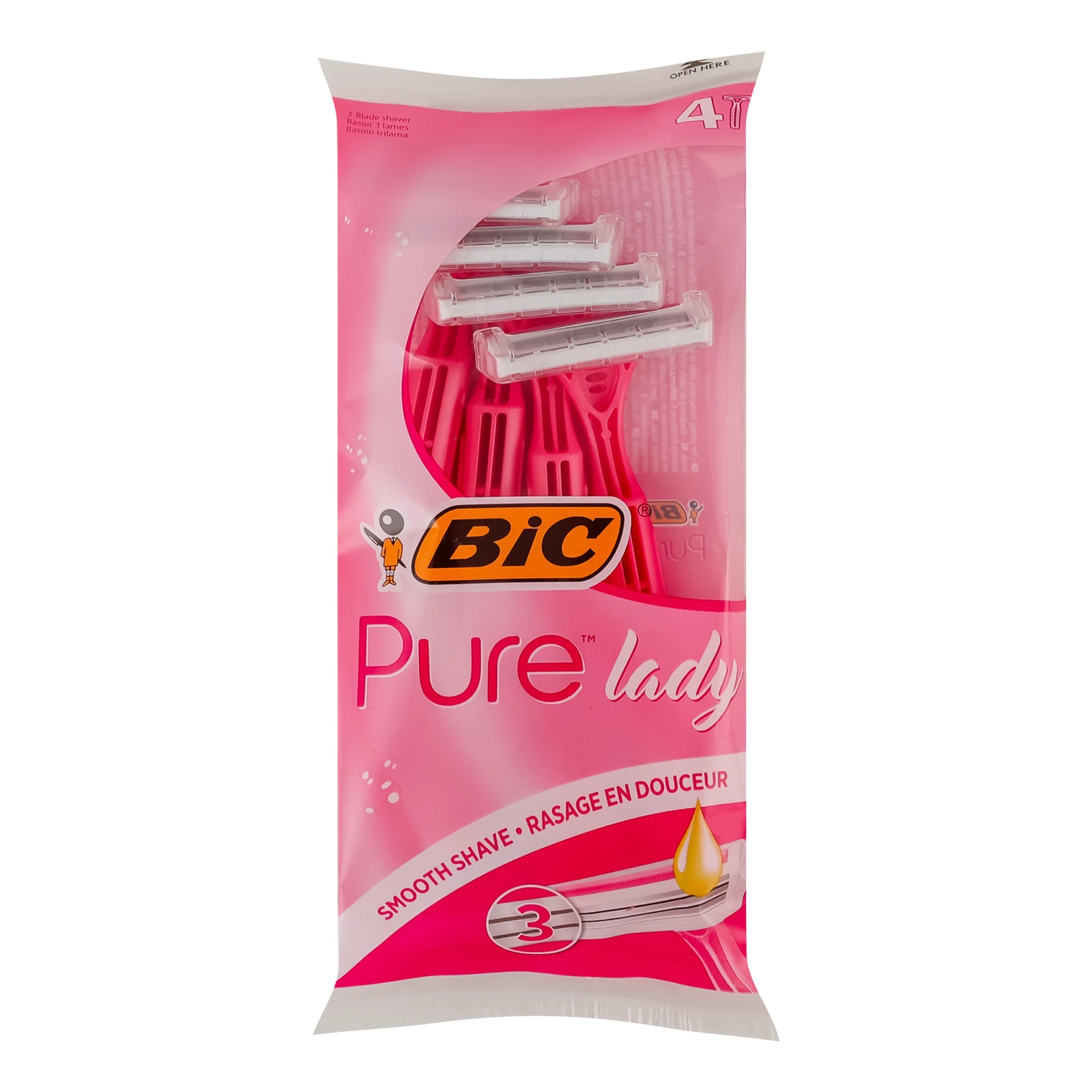 Бритва BiC Pure lady без змінних картриджів 3-лезові 4шт