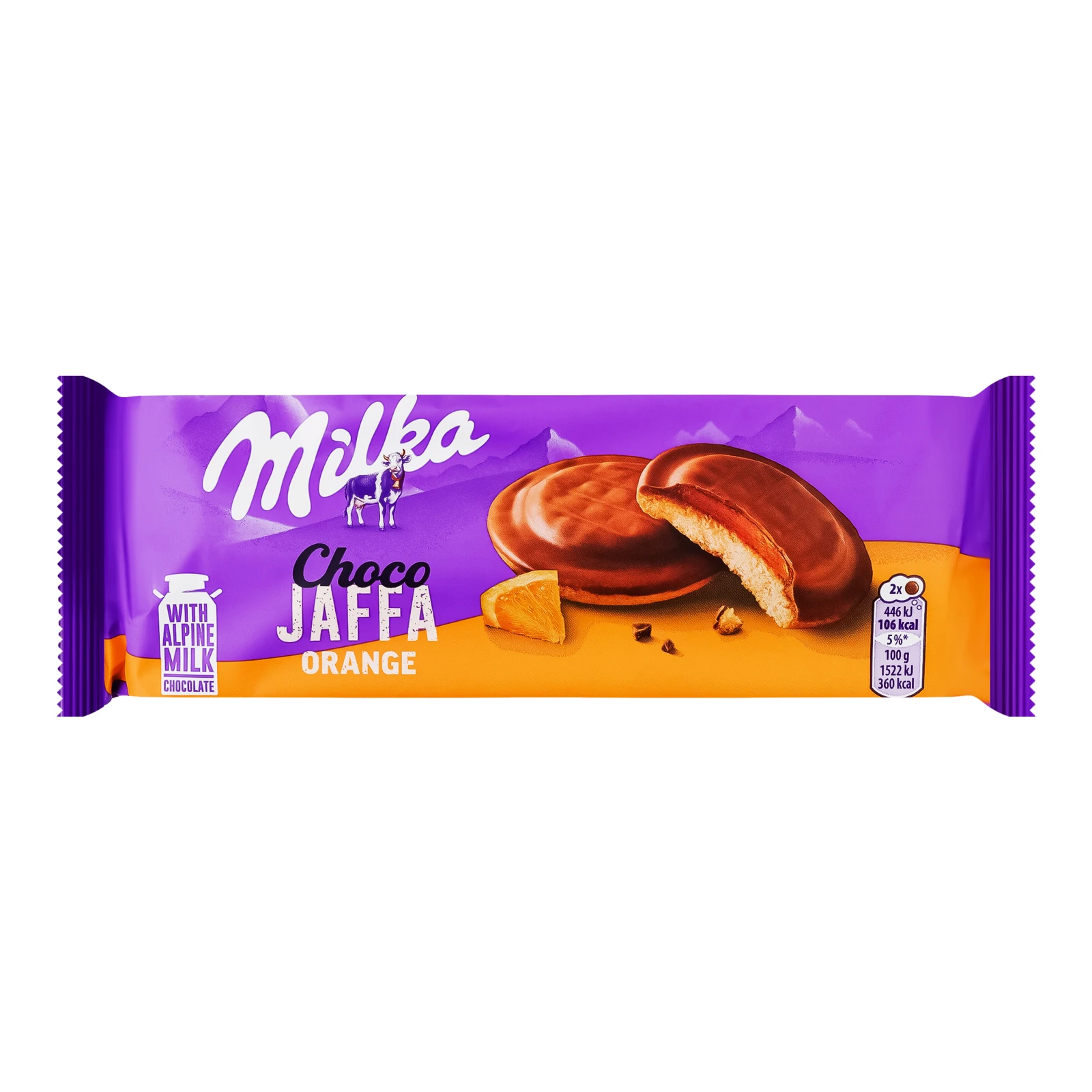 Печиво Milka Choco Jaffa Orange Jelly бісквітне вкрите молочним шоколадом 147г Фото №:1