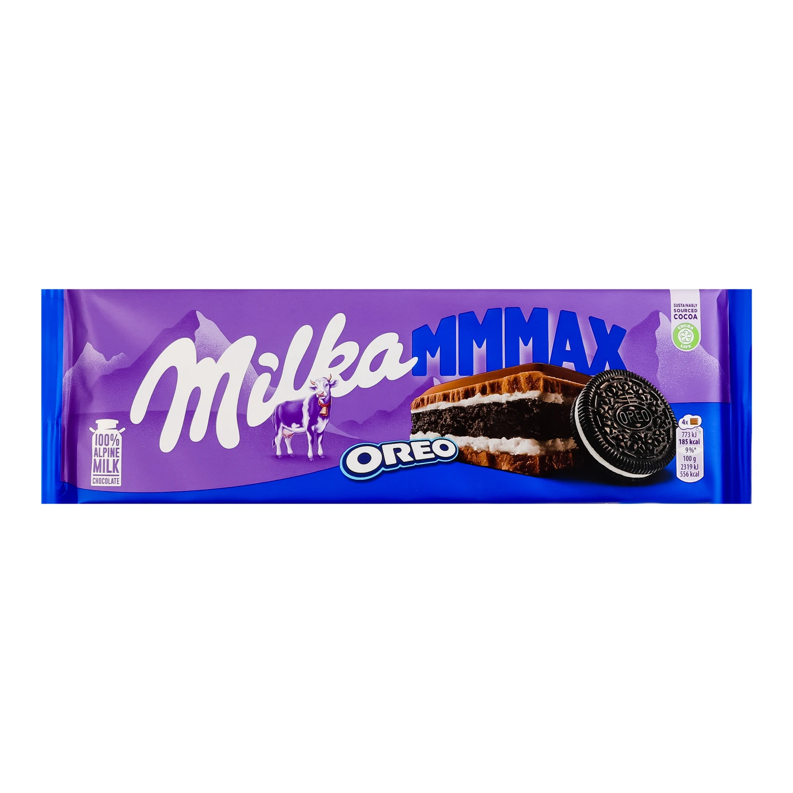 Шоколад Milka Mmmax Oreo молочний з начинкою зі смаком ванілі та печивом 300г