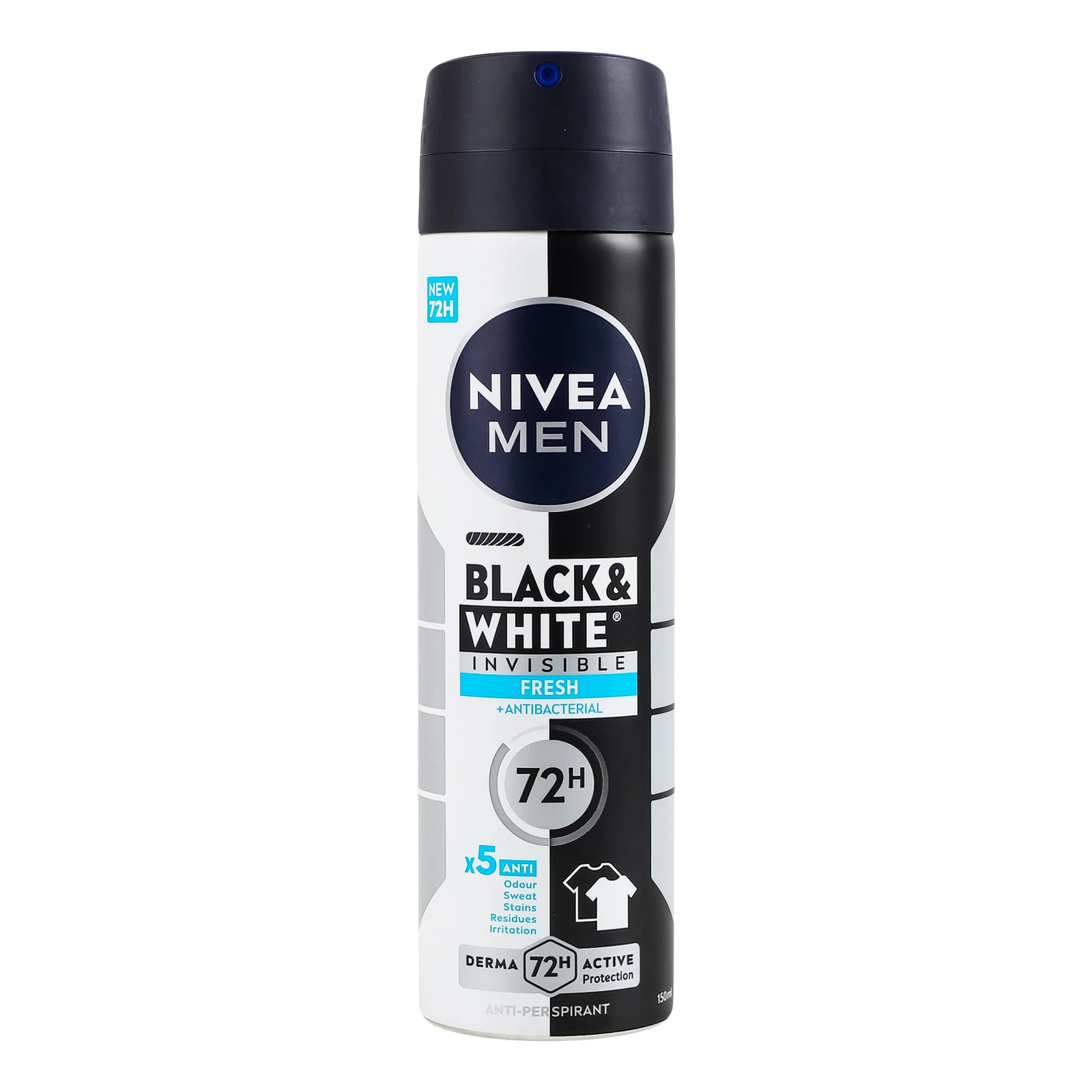 Антиперспірант Nivea Men Чорне та біле невидимий Свіжий 150мл Фото №:1