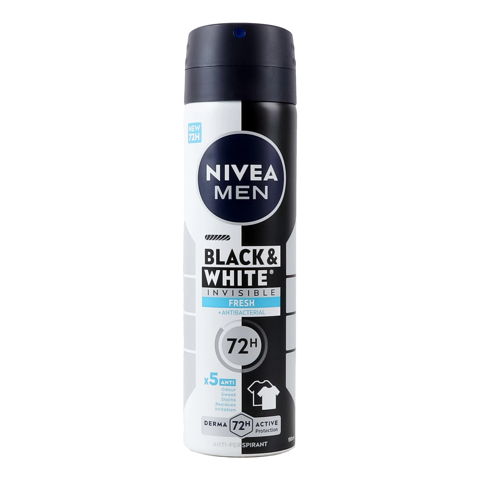 Антиперспірант Nivea Men Чорне та біле невидимий Свіжий 150мл Фото навігації №:1