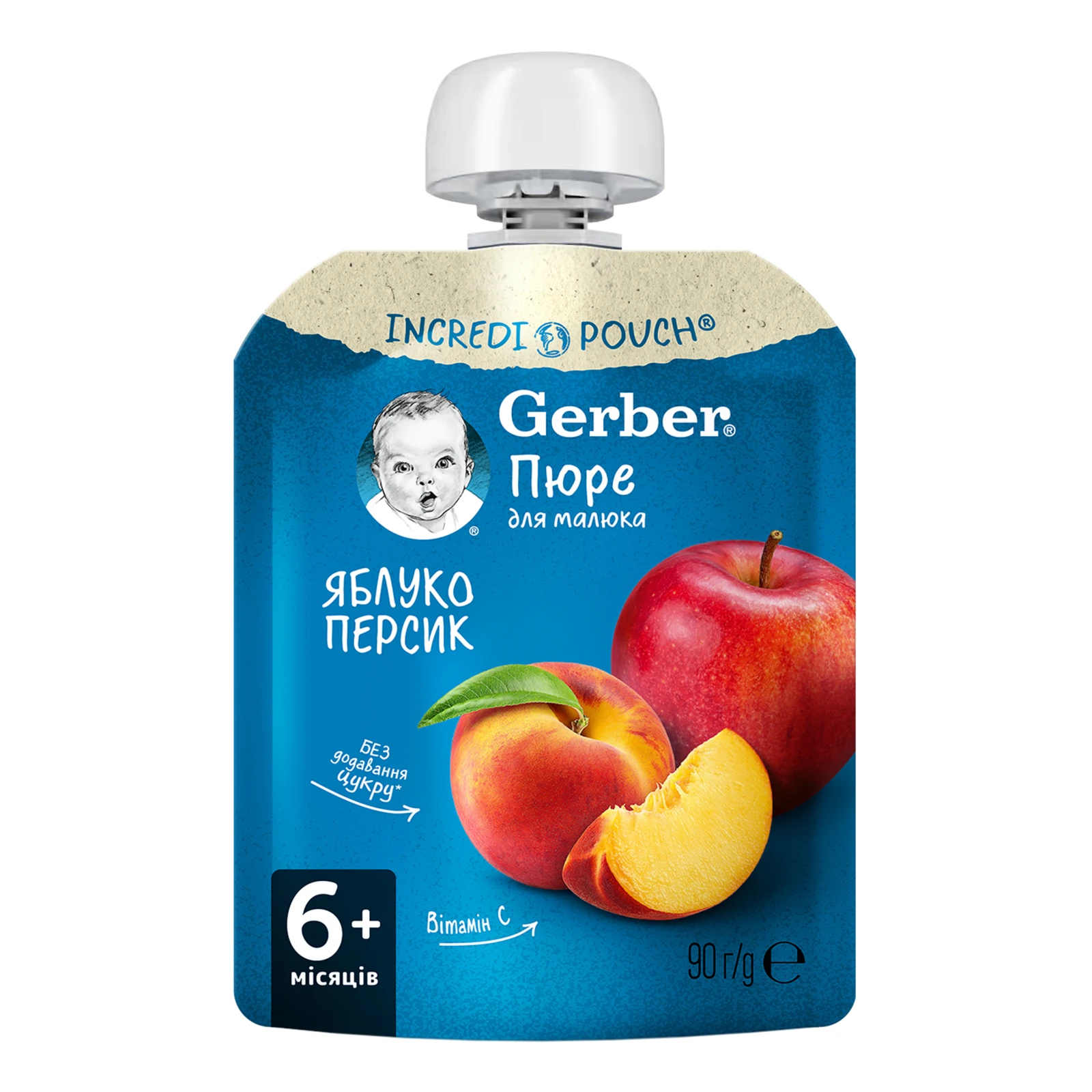 Пюре Gerber Яблуко і персик для дітей від 6-ти місяців 90г Фото №:1