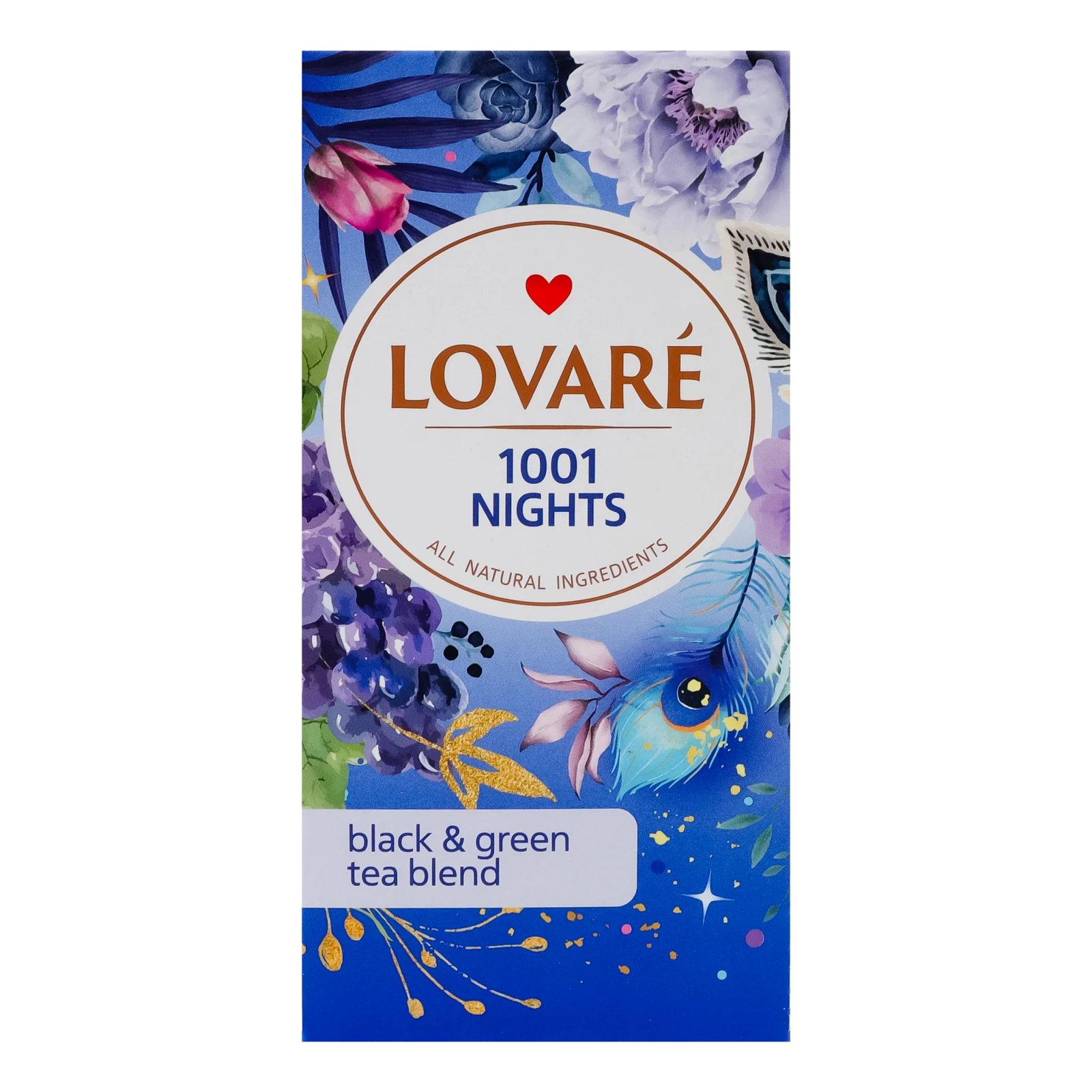 Чай Lovare 1001 Ніч бленд чорного та зеленого байхового дрібного з ароматом винограду 24х2г Фото №:1