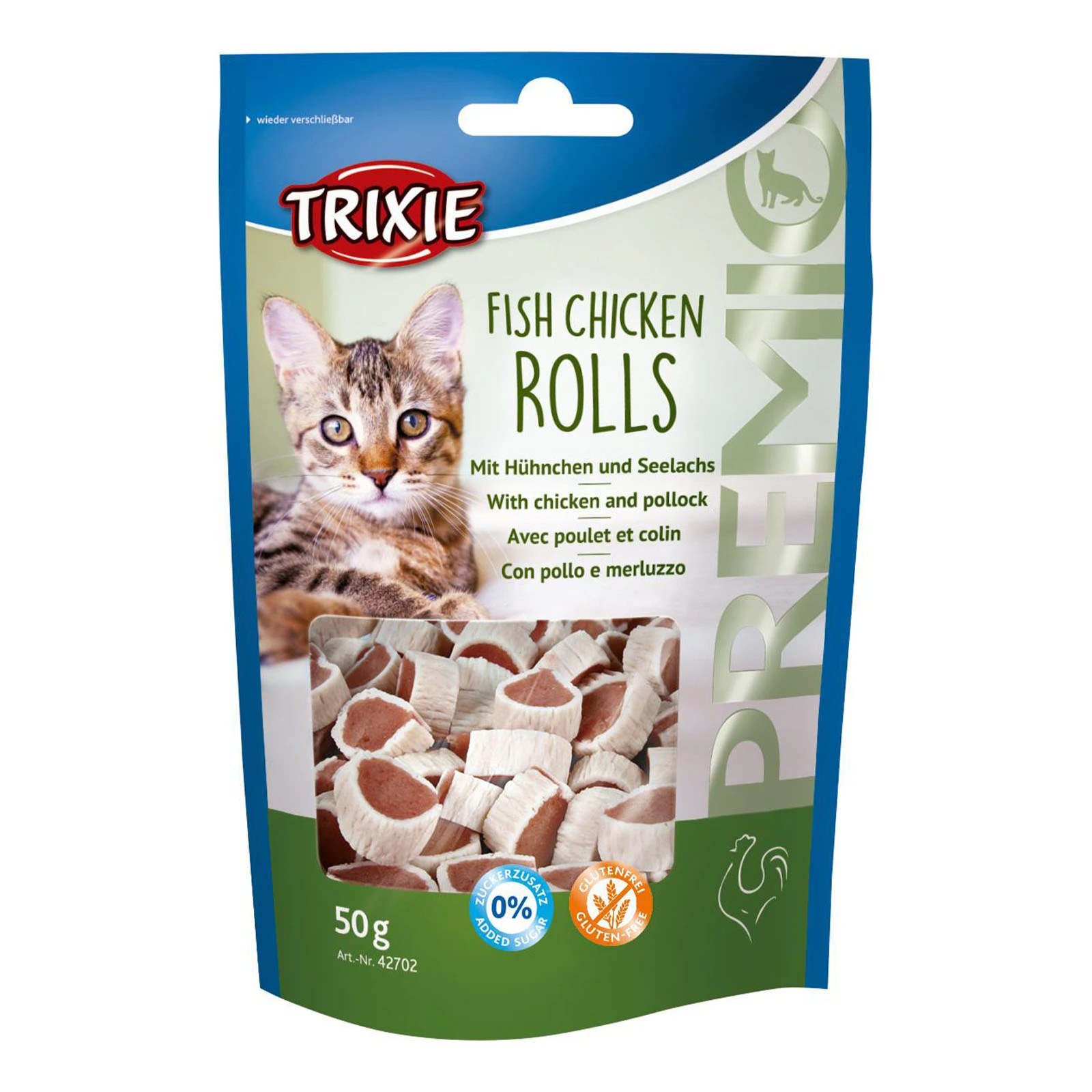 Ласощі для котів Trixie Premio Rolls курка сайда 50г Фото №:1