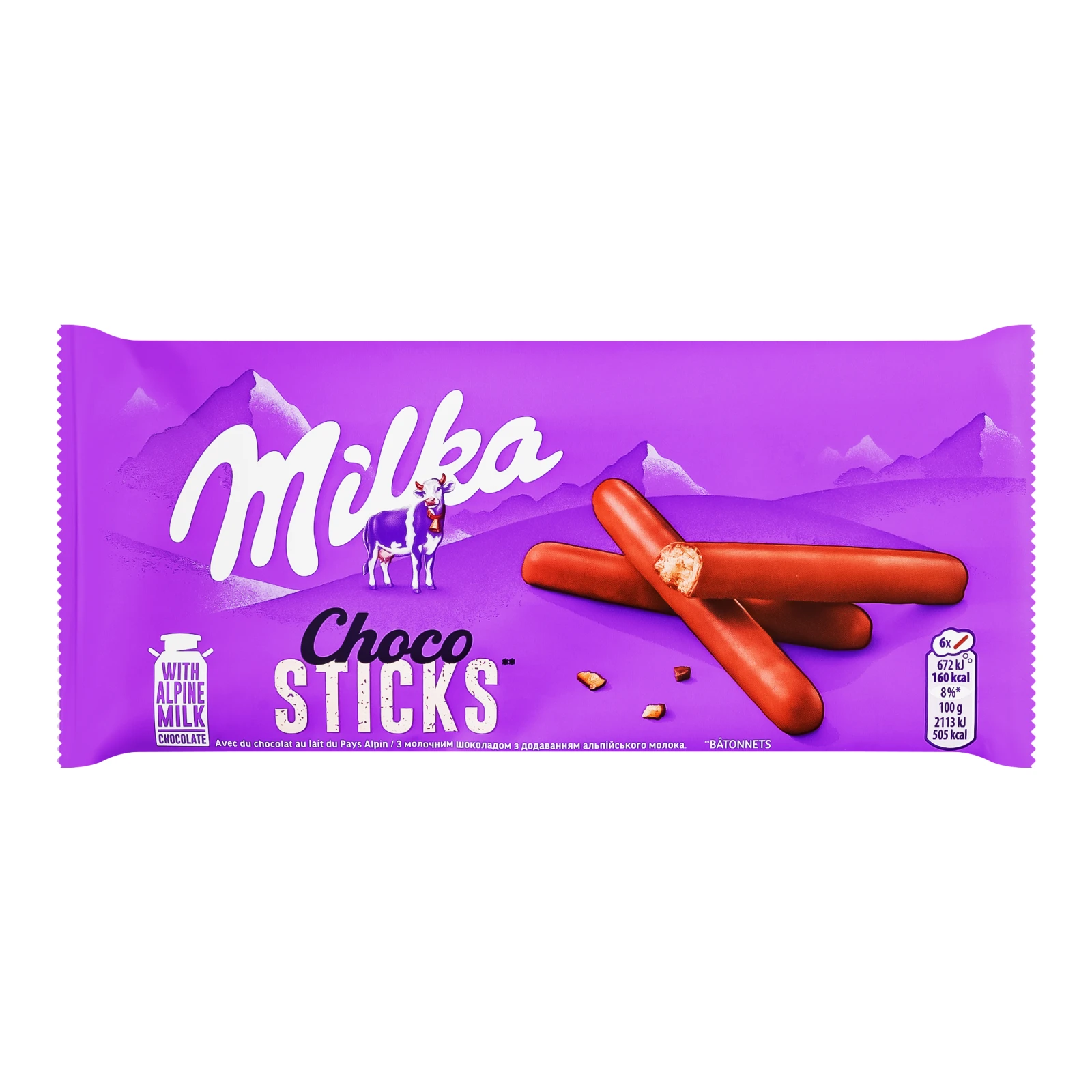 Печиво-палички Milka Choco Sticks вкрите молочним шоколадом 112г Фото №:1