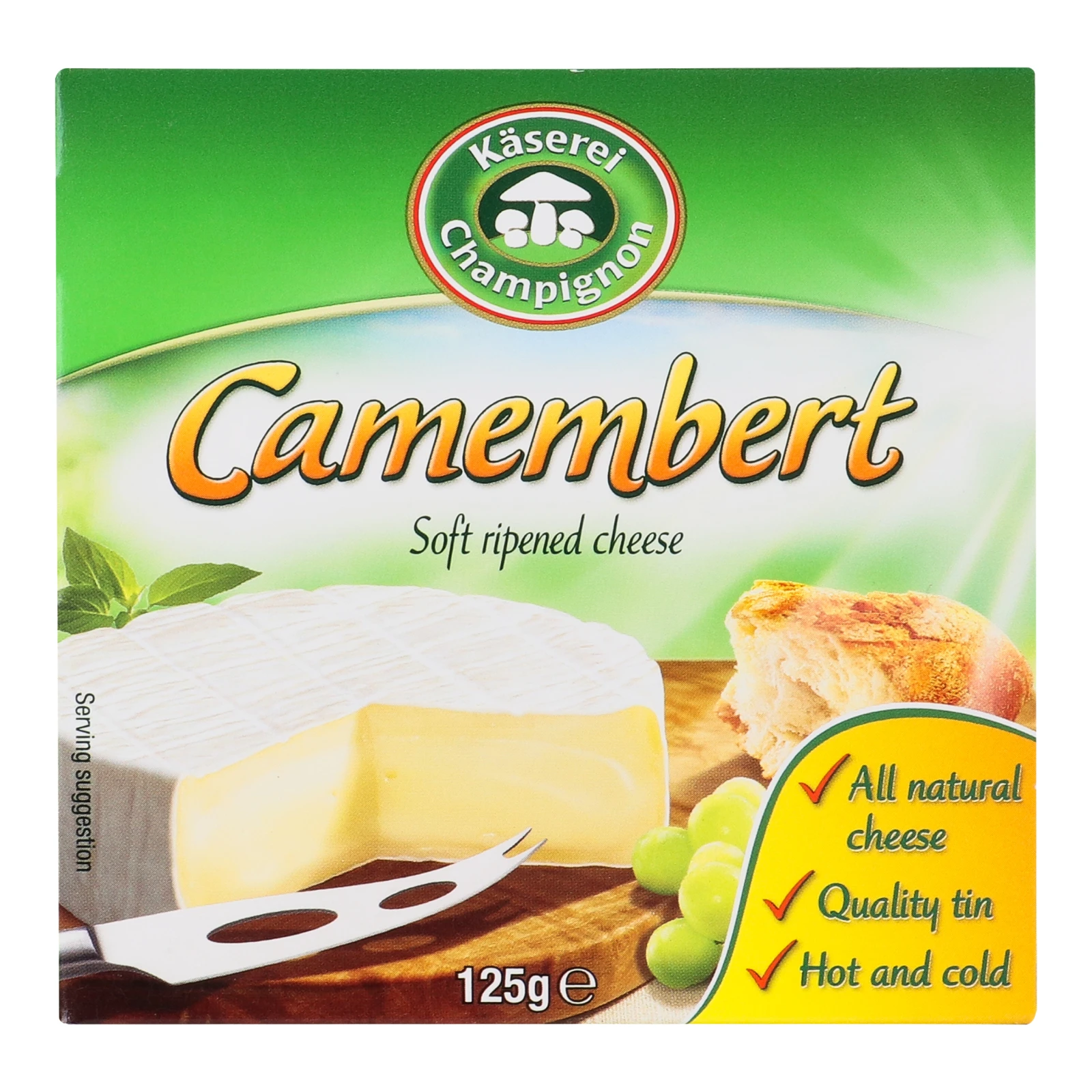 Сир Kaserei Schampignon Camembert м'який 50% 125г Фото №:1