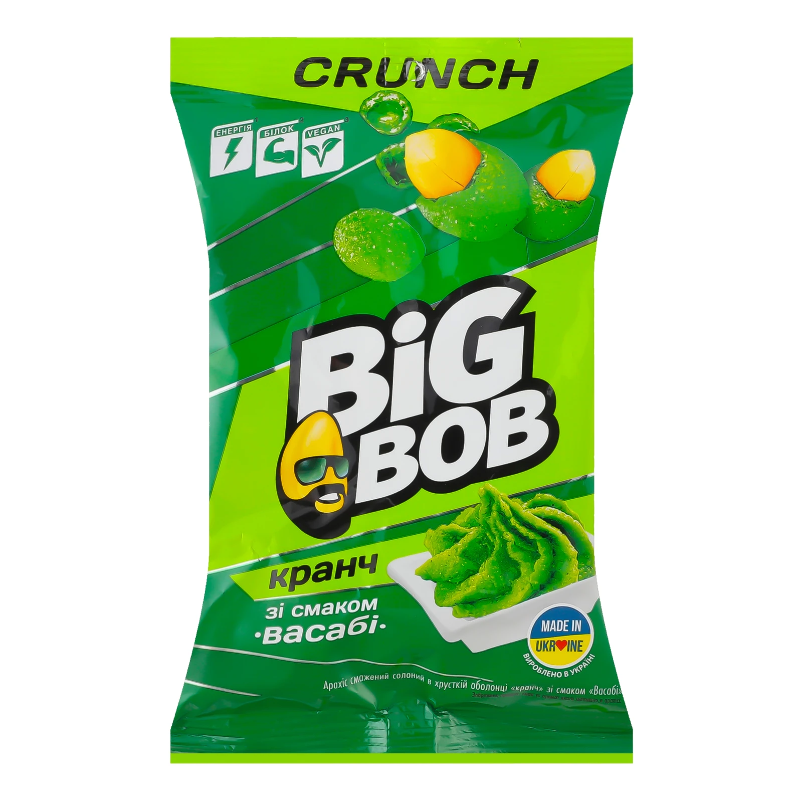 Арахіс Big Bob Crunch смажений солоний у хрусткій оболонці зі смаком Васабі 90г