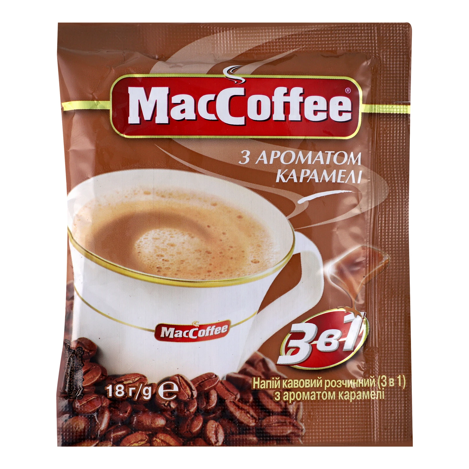 Напій кавовий MacCoffee 3в1 розчинний з ароматом карамелі 18г Фото №:1