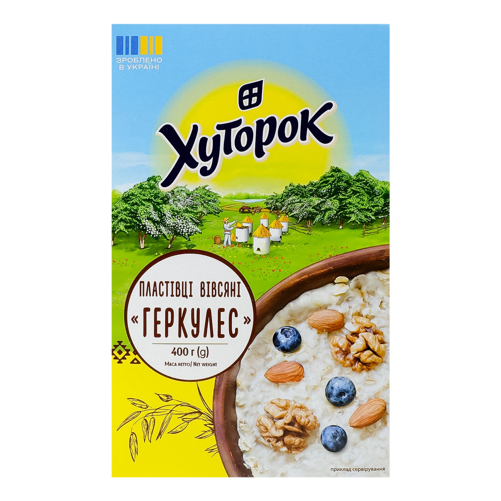 Пластівці Хуторок 400г геркулес к/к Фото навігації №:1