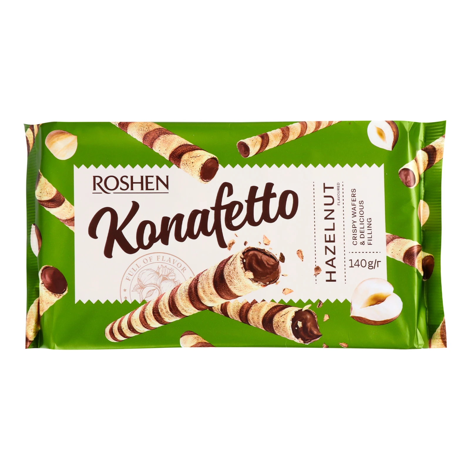Трубочки вафельні Roshen Konafetto Hazelnut 140г Фото навігації №:1