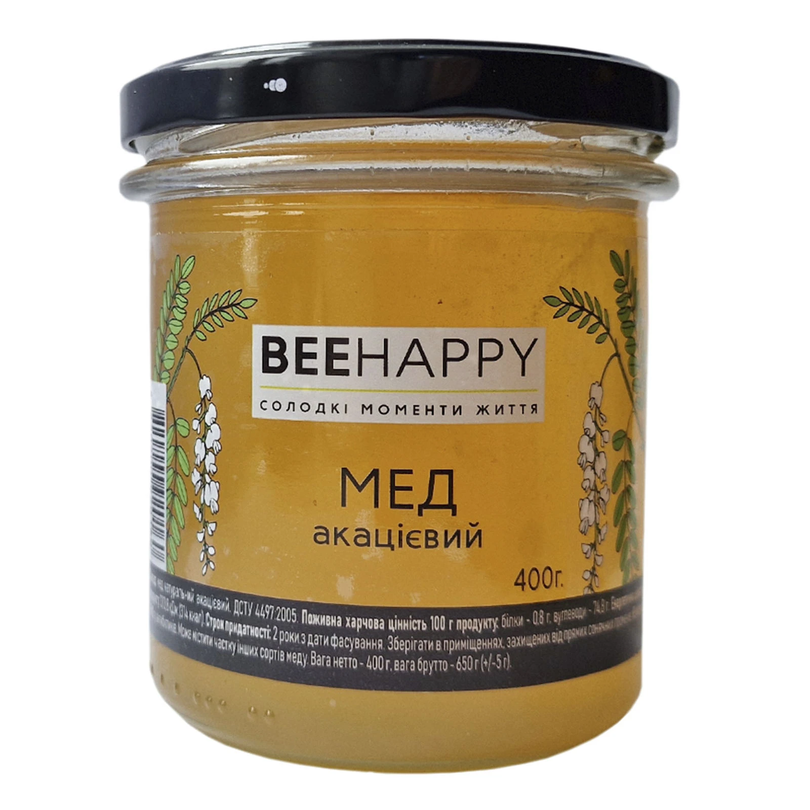 Мед Beehappy акацієвий 400г Фото №:1