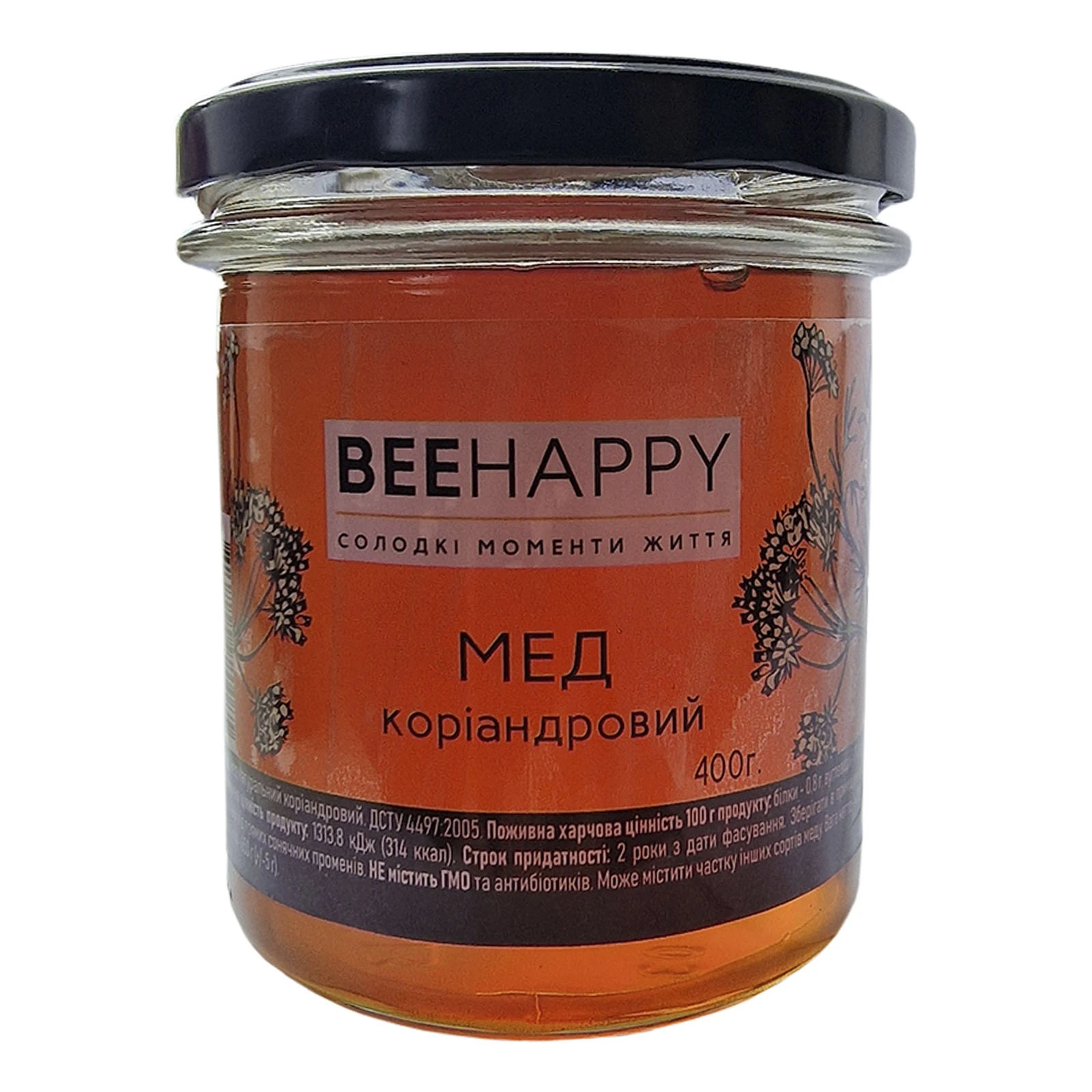 Мед Beehappy коріандровий 400г Фото №:1