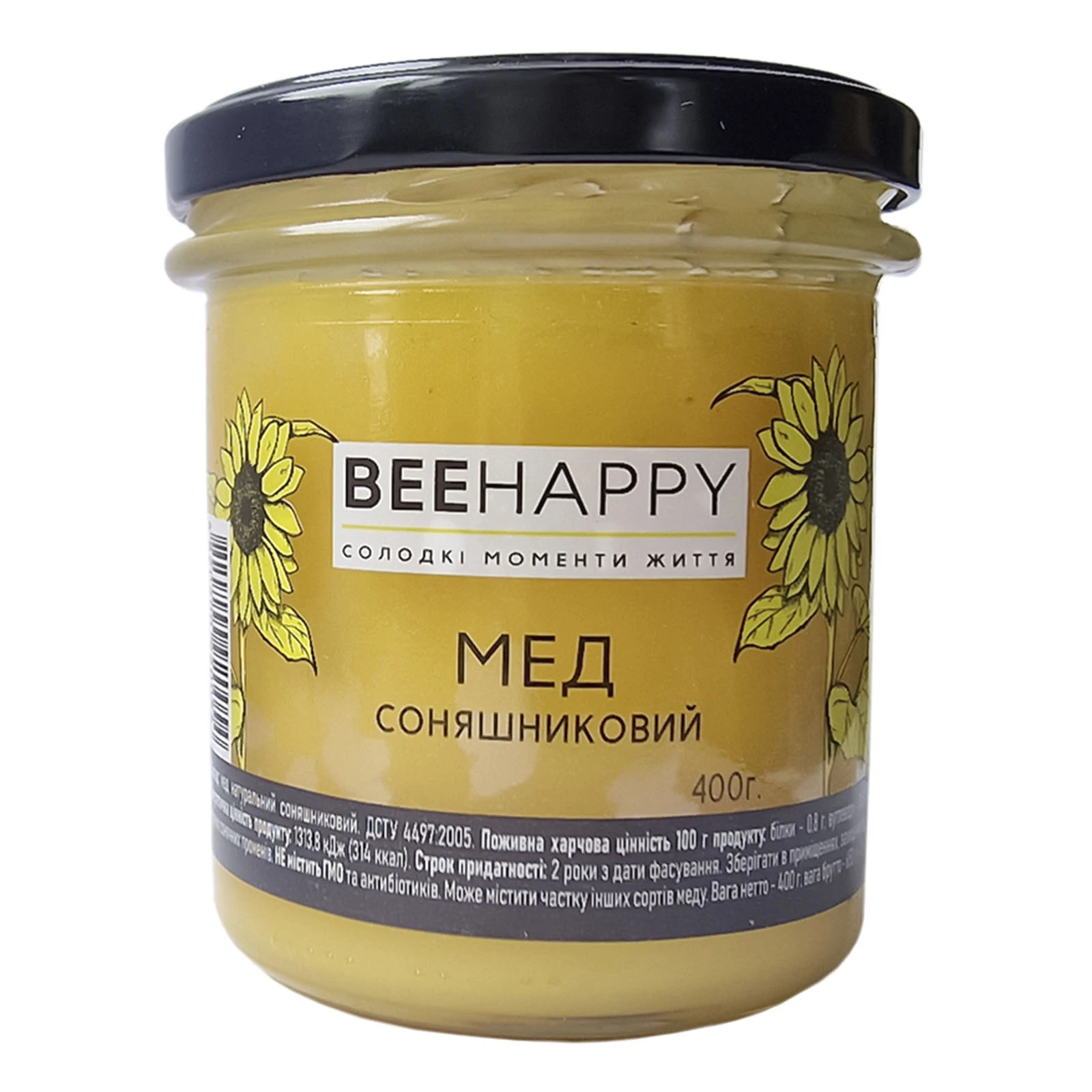 Мед BeeHappy соняшниковий 400г Фото №:1