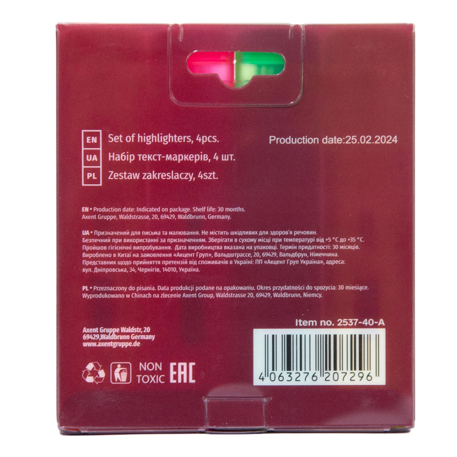 Набір Axent маркерів текстових Axent 2537-A 4кольори Фото №:2