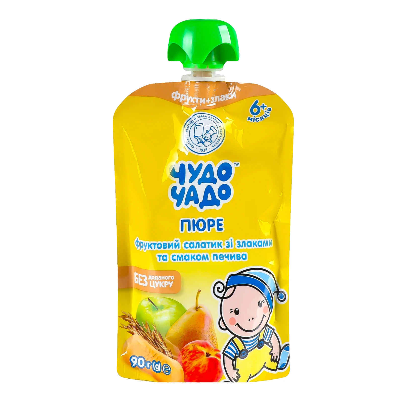 Пюре Чудо-Чадо без цукру гомогенізоване Фруктовий салатик зі злаками та смаком печива для дітей від 6-ти місяців 90г Фото №:1